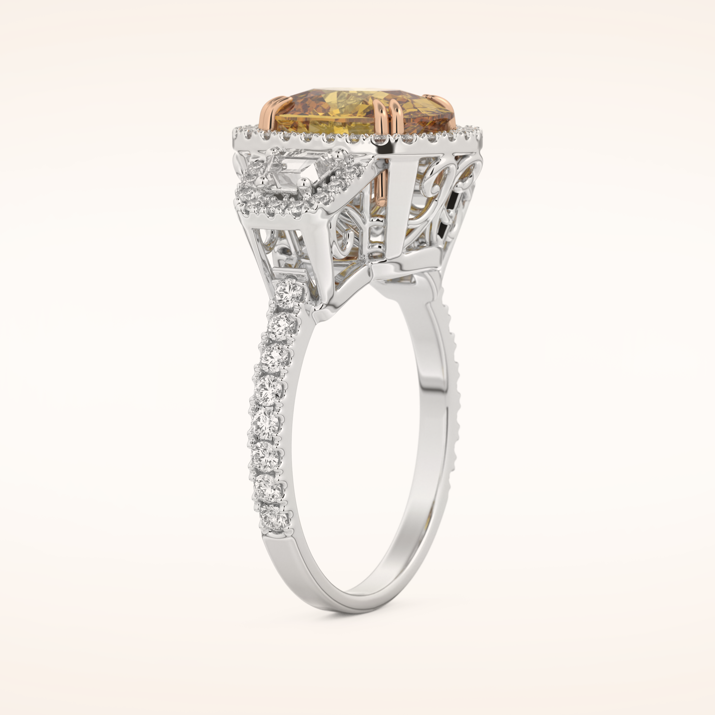 3.99 CT Cushion Shaped Cluster Moissanite Engagement Ring
