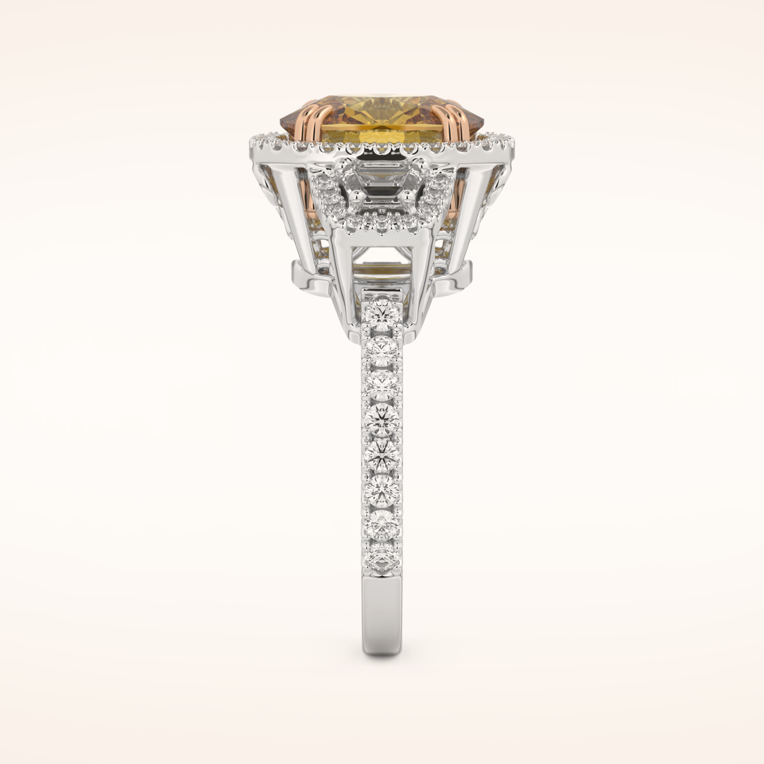 3.99 CT Cushion Shaped Cluster Moissanite Engagement Ring