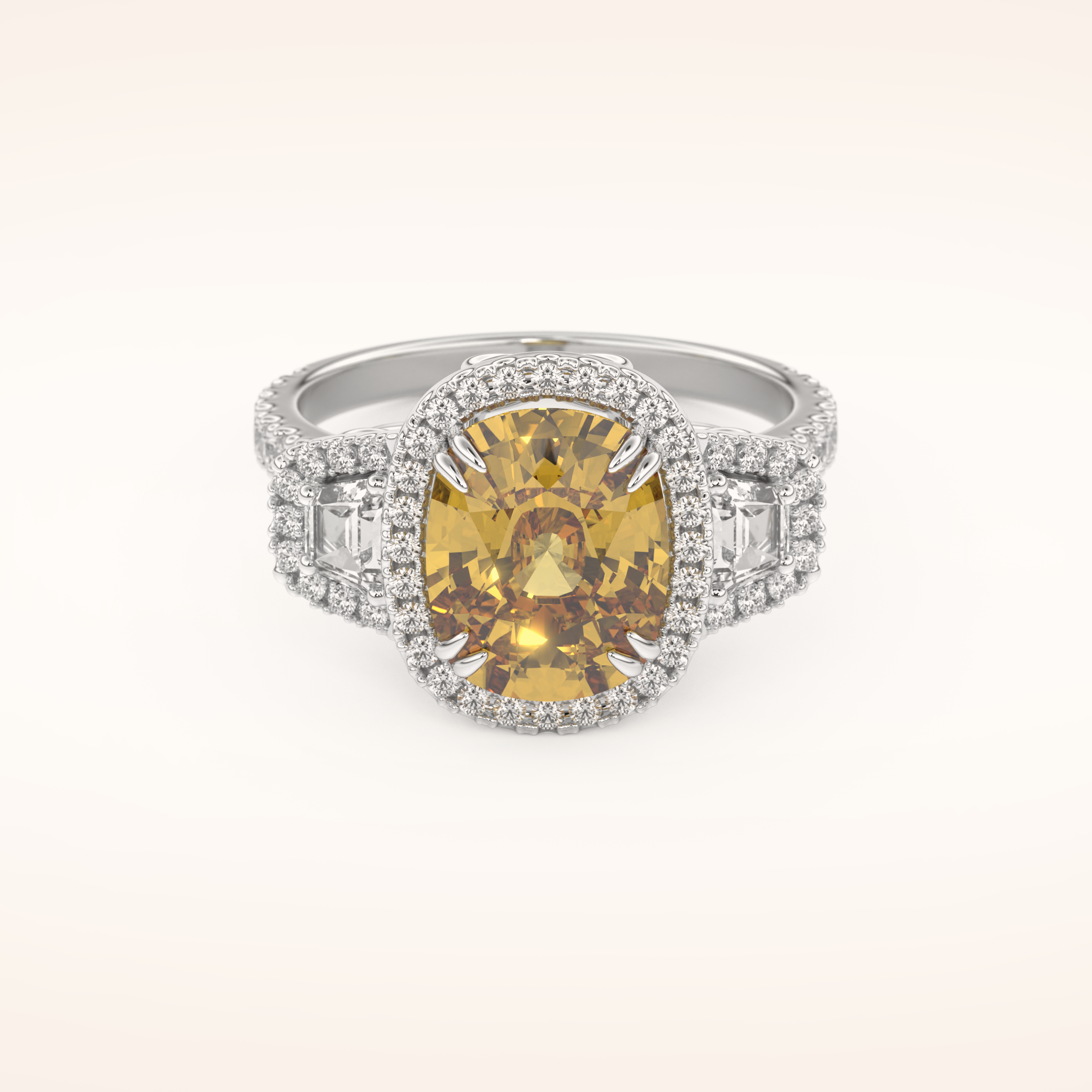 3.99 CT Cushion Shaped Cluster Moissanite Engagement Ring