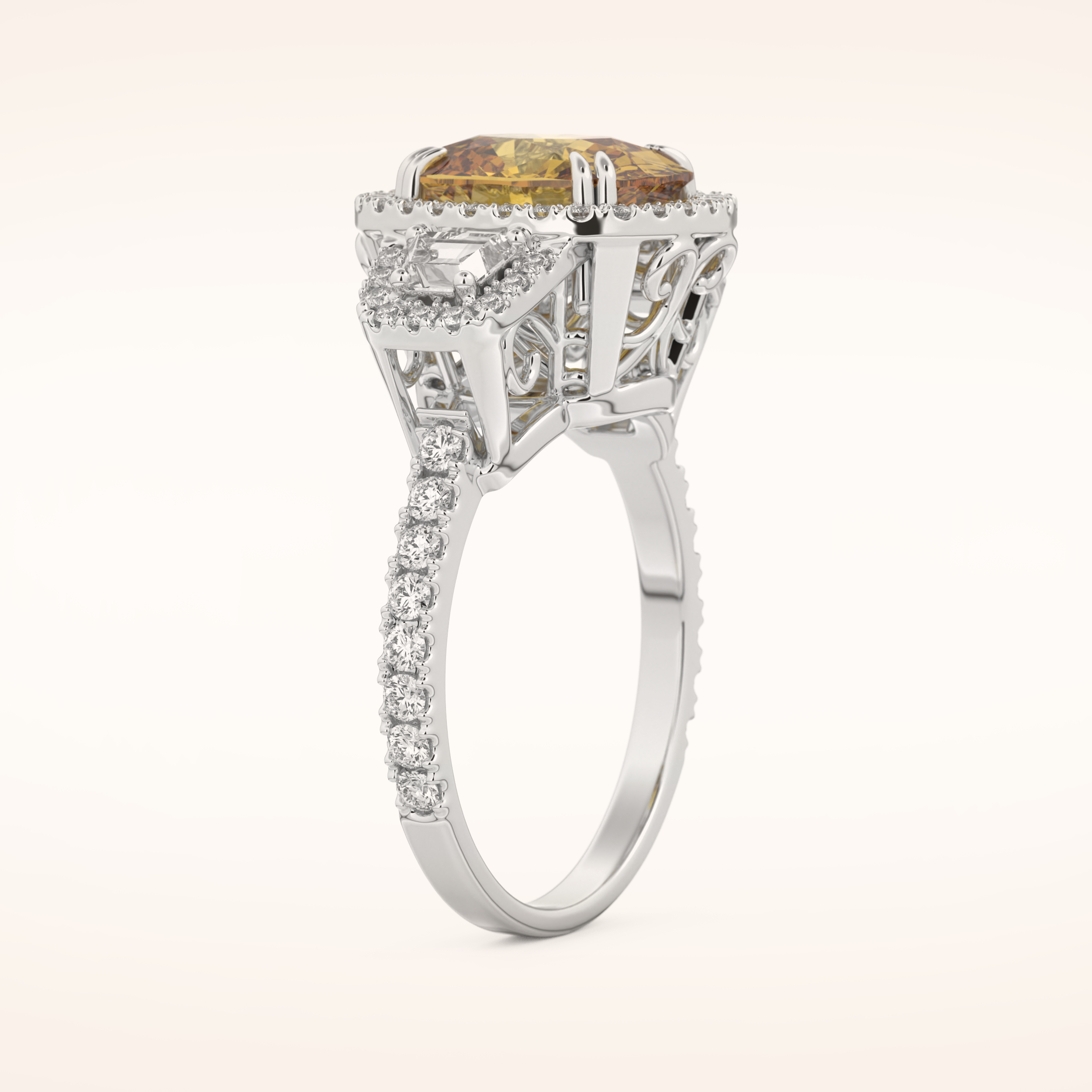 3.99 CT Cushion Shaped Cluster Moissanite Engagement Ring