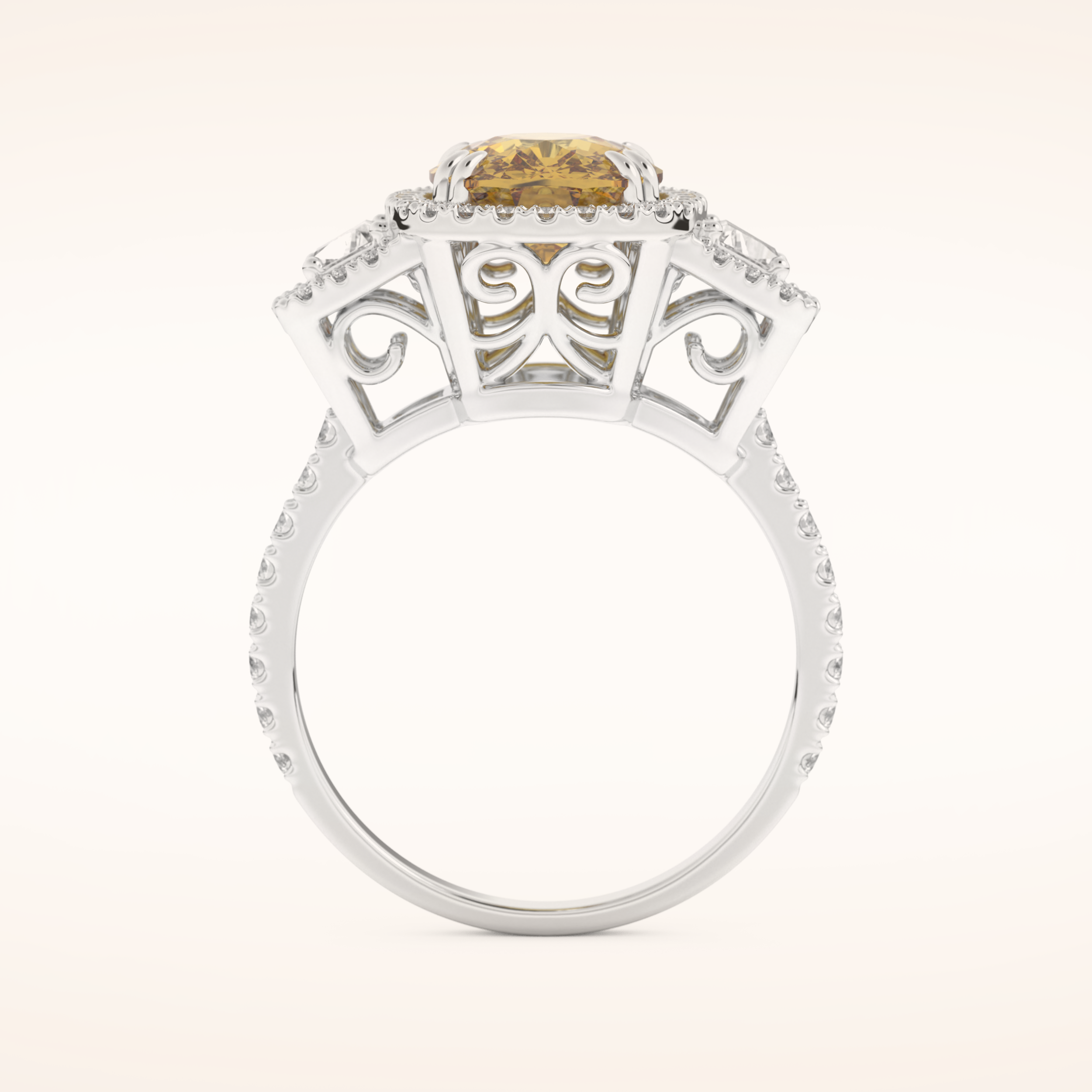 3.99 CT Cushion Shaped Cluster Moissanite Engagement Ring