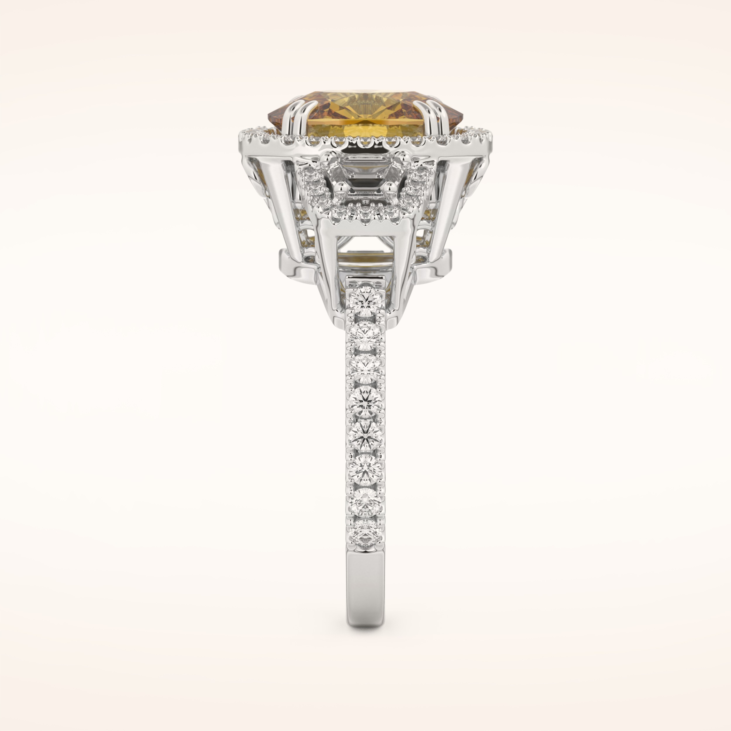 3.99 CT Cushion Shaped Cluster Moissanite Engagement Ring