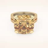 17.51 CT Cushion Shaped Pave & Split Shank Moissanite Engagement Ring