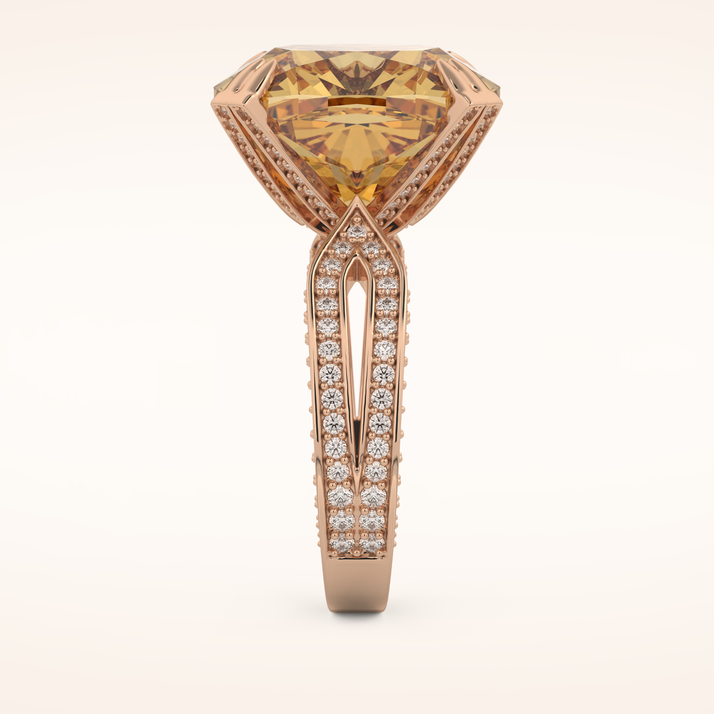 17.51 CT Cushion Shaped Pave & Split Shank Moissanite Engagement Ring