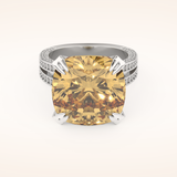 17.51 CT Cushion Shaped Pave & Split Shank Moissanite Engagement Ring