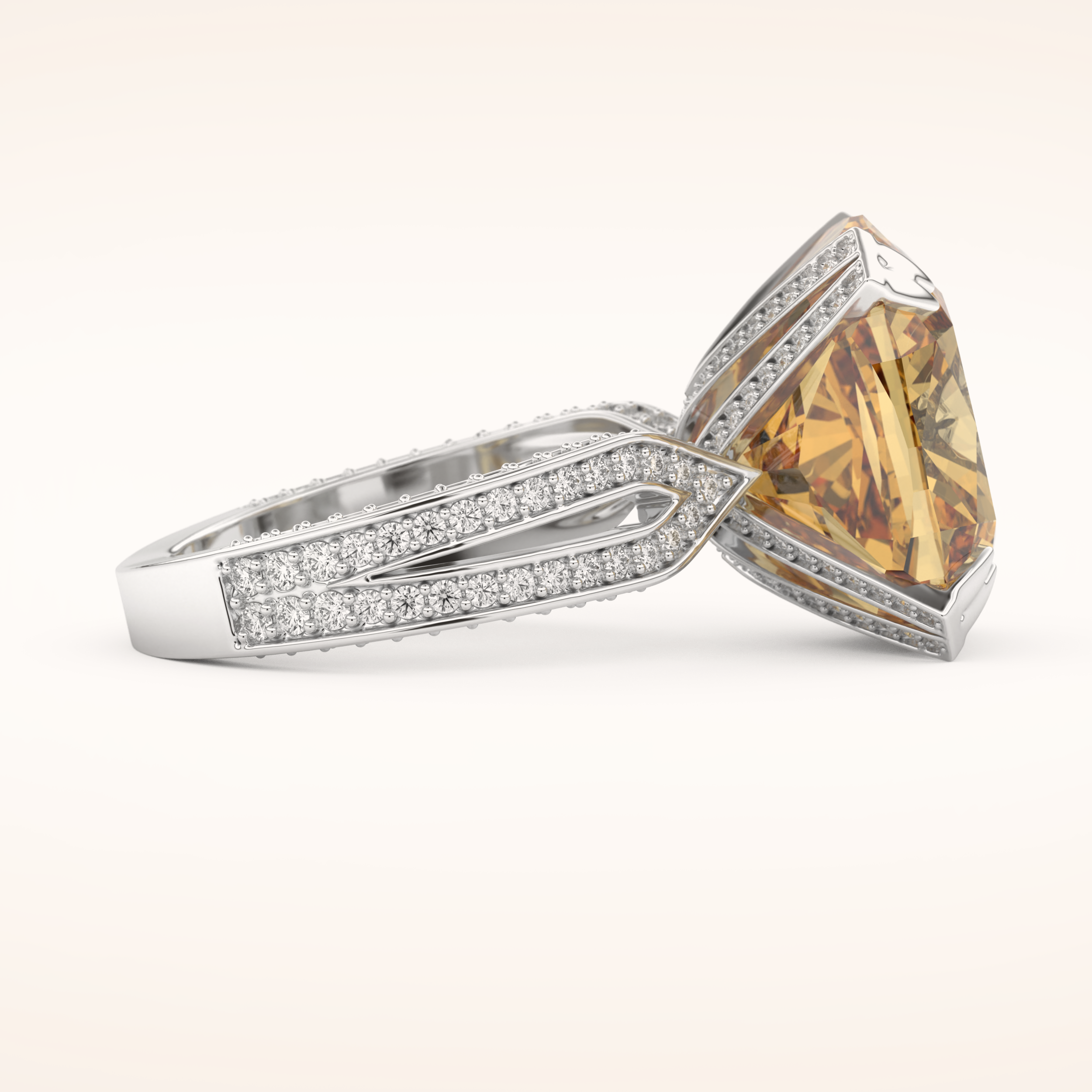 17.51 CT Cushion Shaped Pave & Split Shank Moissanite Engagement Ring