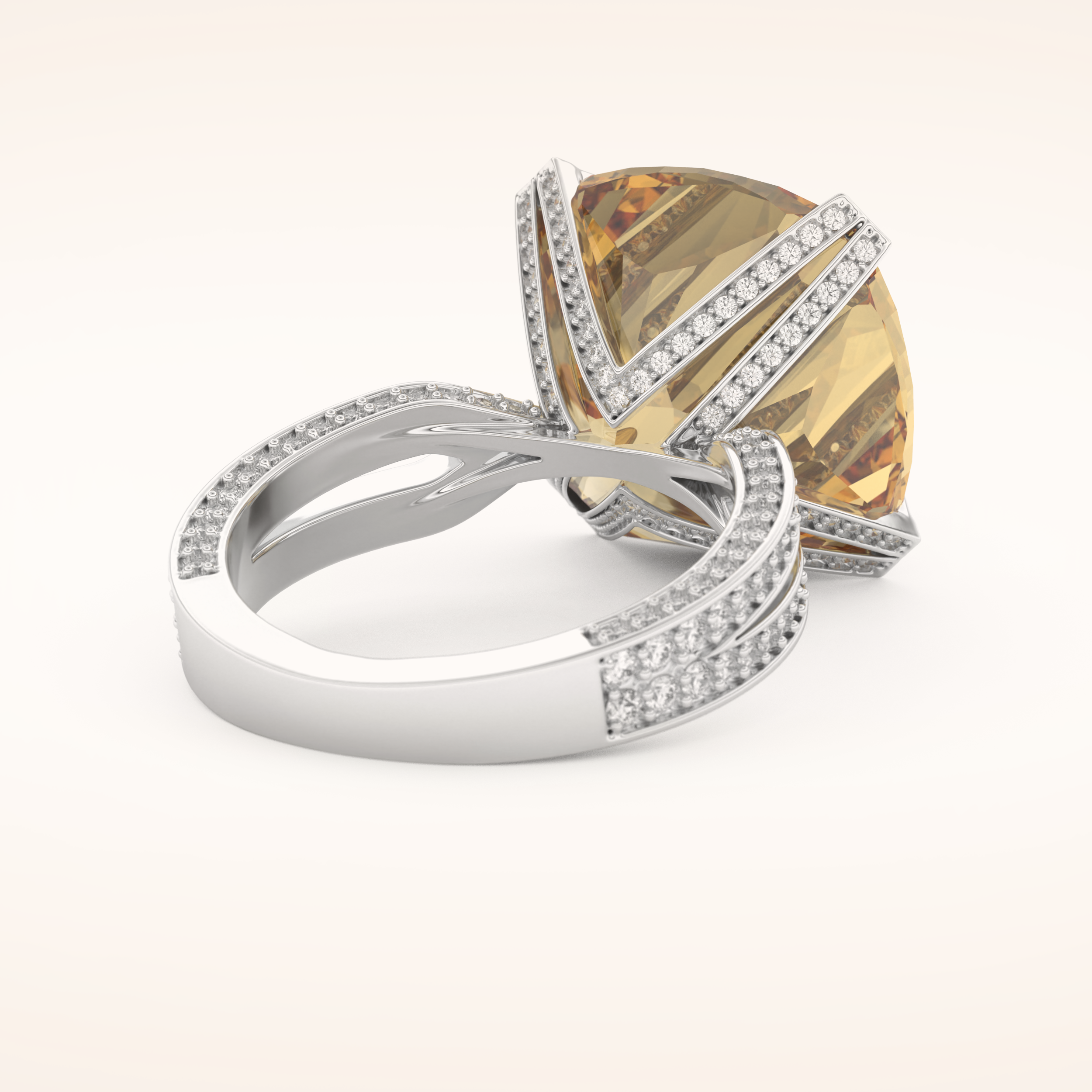 17.51 CT Cushion Shaped Pave & Split Shank Moissanite Engagement Ring