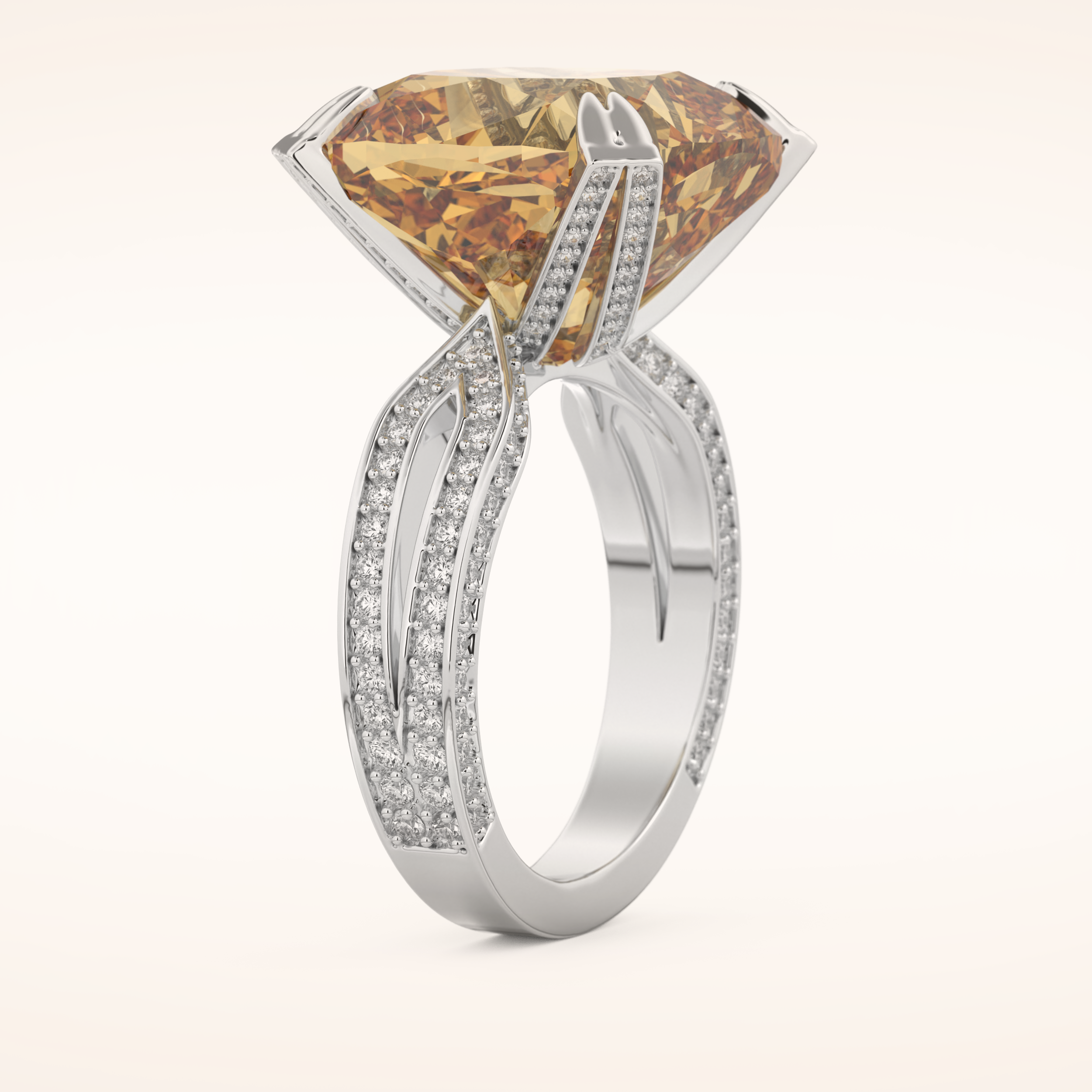 17.51 CT Cushion Shaped Pave & Split Shank Moissanite Engagement Ring