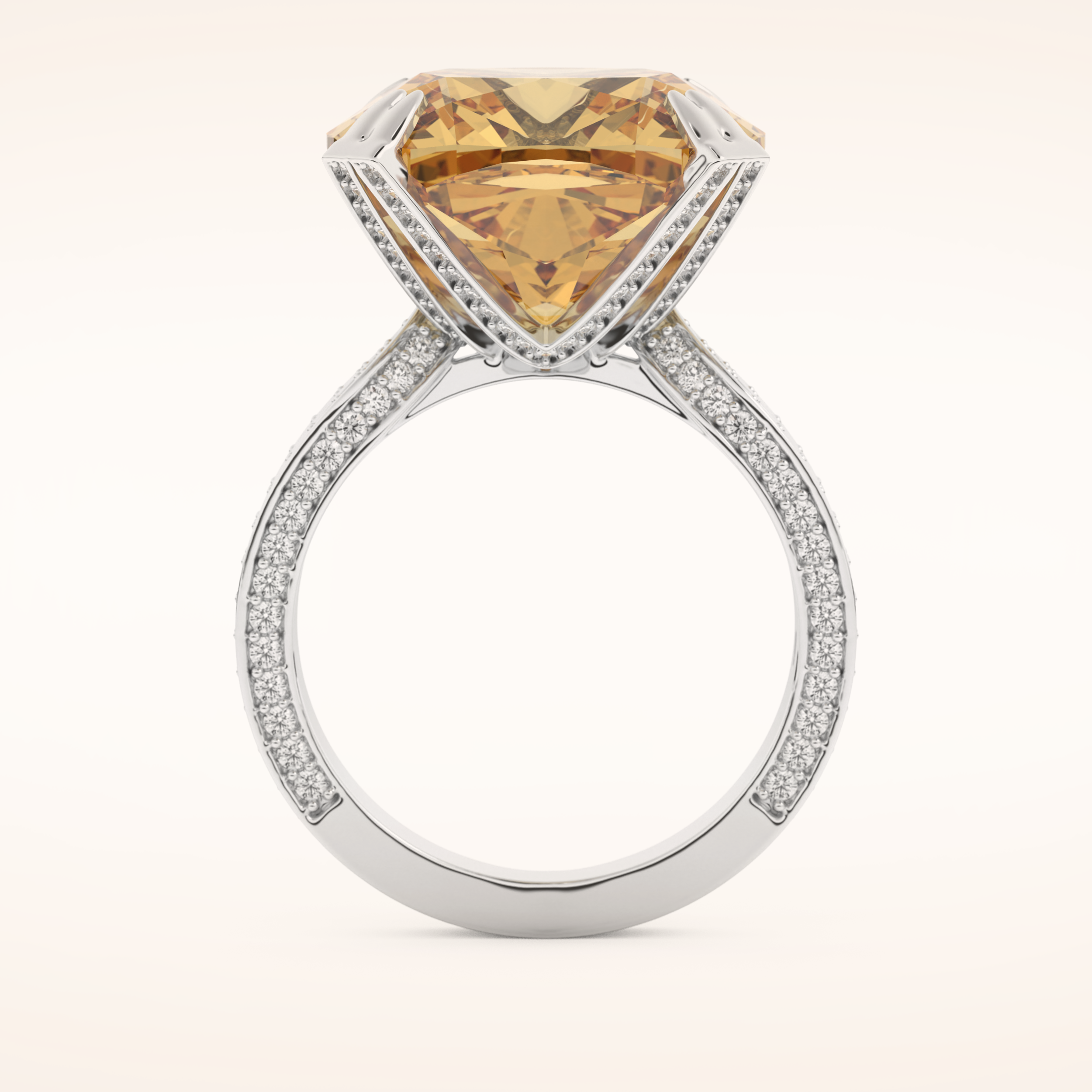 17.51 CT Cushion Shaped Pave & Split Shank Moissanite Engagement Ring