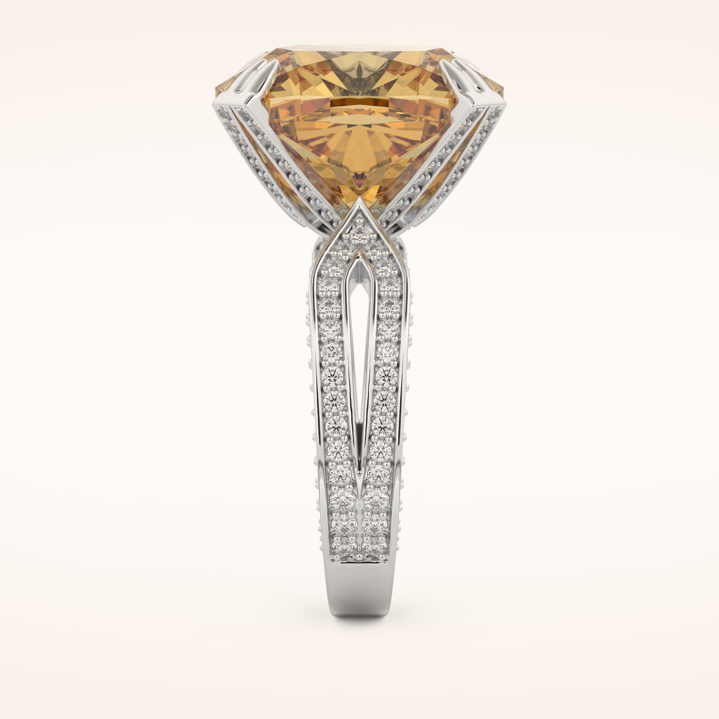 17.51 CT Cushion Shaped Pave & Split Shank Moissanite Engagement Ring