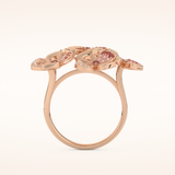 0.58 TCW Round Shaped Moissanite Multiple Flower Style Wedding Band