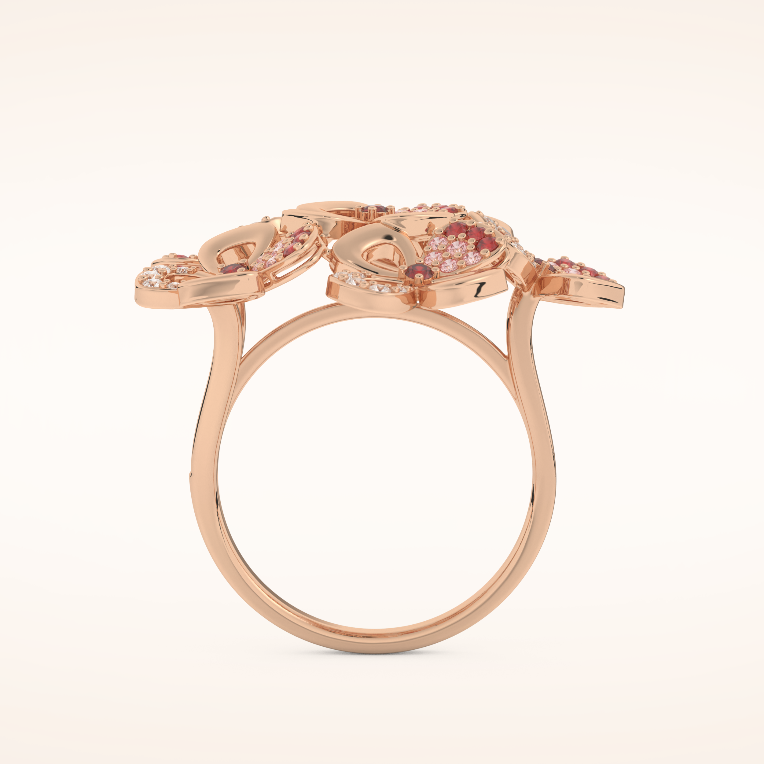 0.58 TCW Round Shaped Moissanite Multiple Flower Style Wedding Band