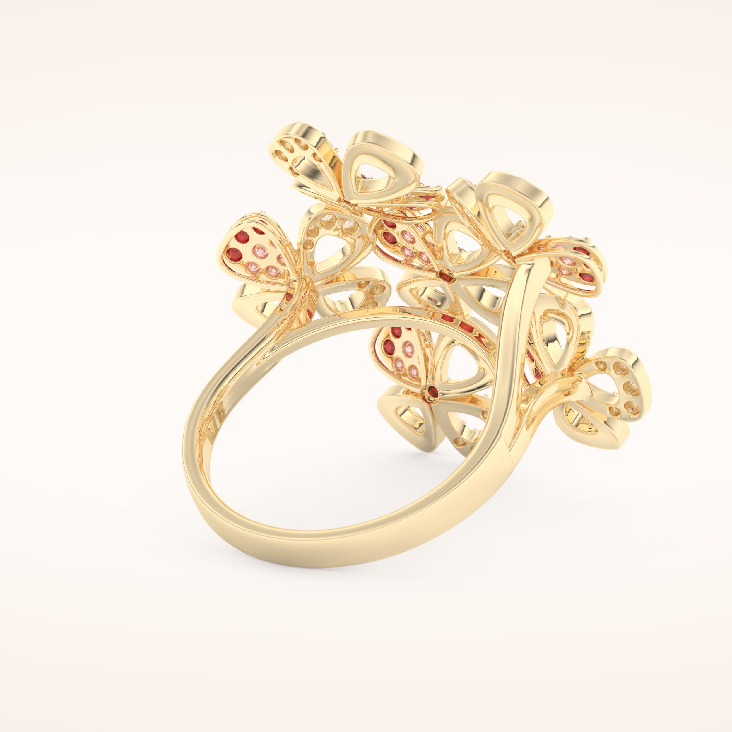 0.58 TCW Round Shaped Moissanite Multiple Flower Style Wedding Band