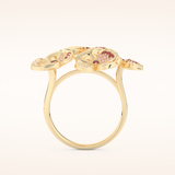 0.58 TCW Round Shaped Moissanite Multiple Flower Style Wedding Band