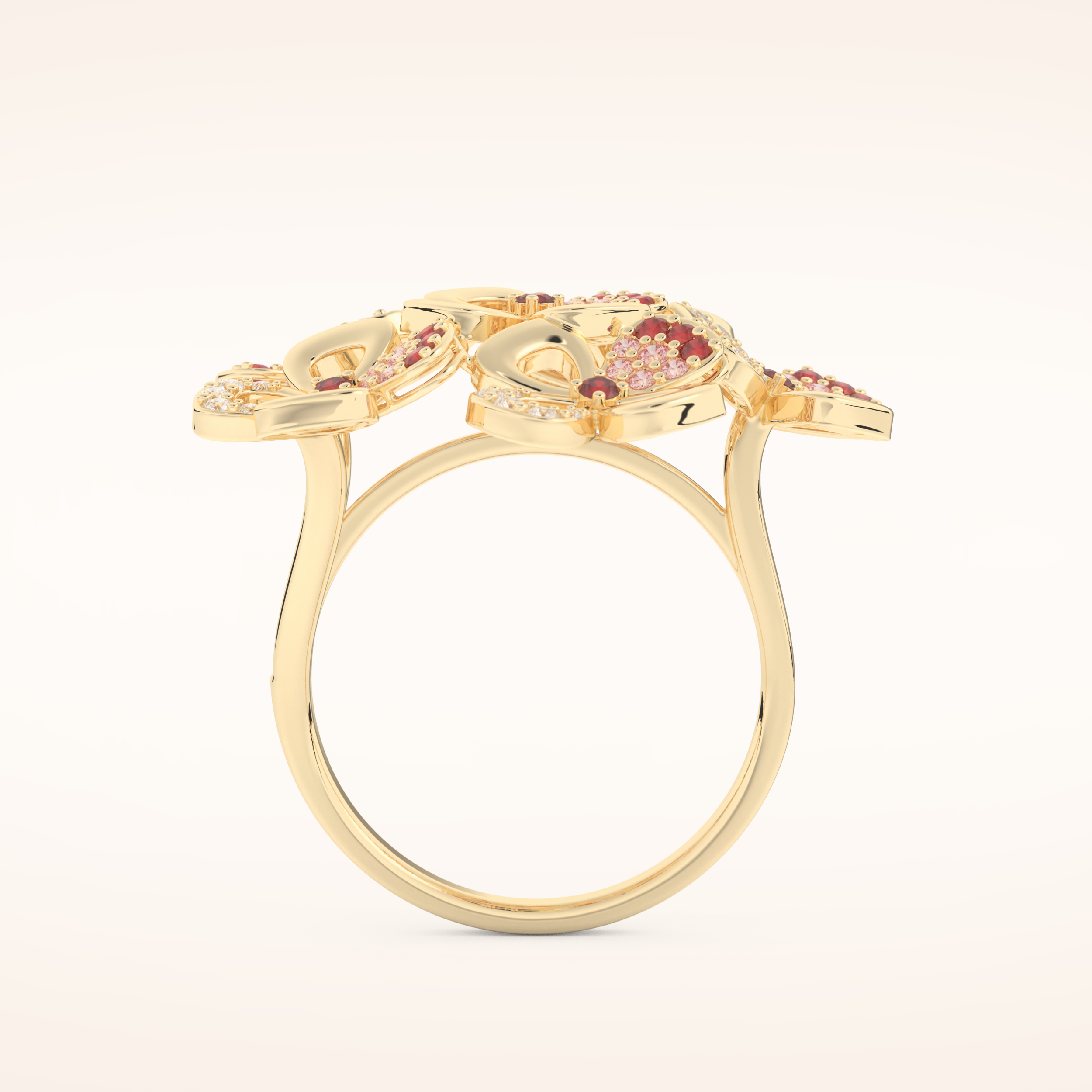 0.58 TCW Round Shaped Moissanite Multiple Flower Style Wedding Band