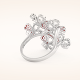 0.58 TCW Round Shaped Moissanite Multiple Flower Style Wedding Band