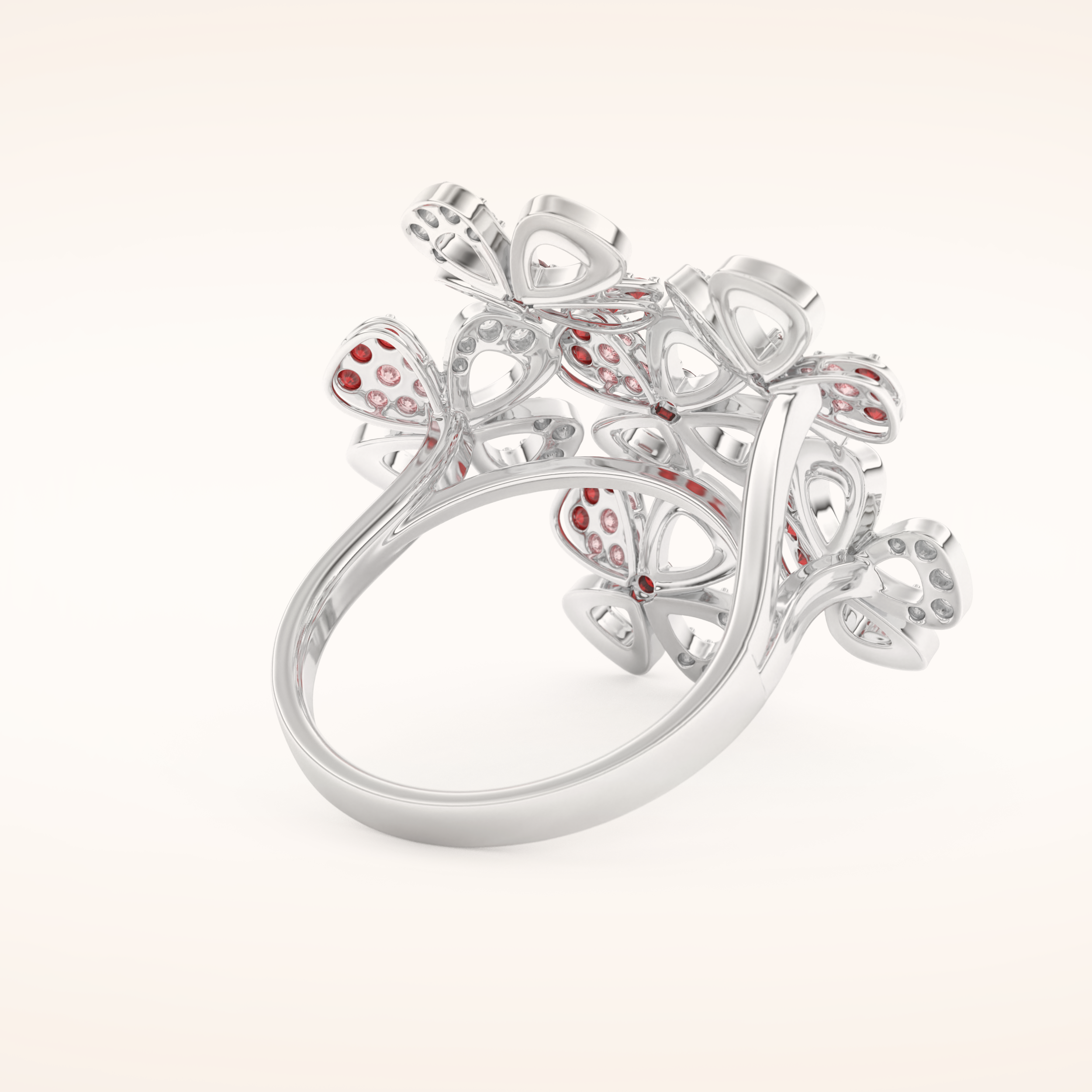 0.58 TCW Round Shaped Moissanite Multiple Flower Style Wedding Band