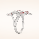 0.58 TCW Round Shaped Moissanite Multiple Flower Style Wedding Band