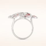 0.58 TCW Round Shaped Moissanite Multiple Flower Style Wedding Band
