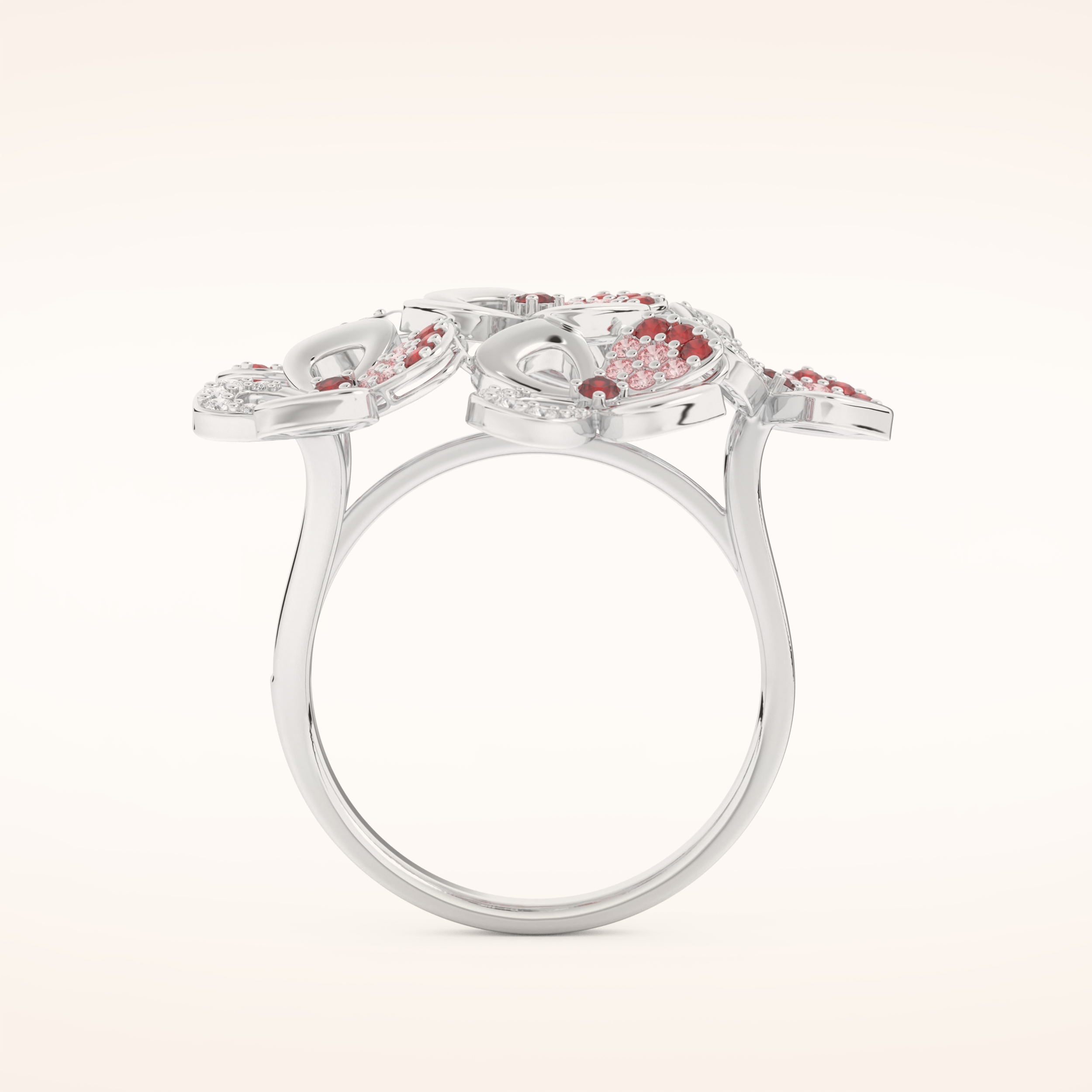 0.58 TCW Round Shaped Moissanite Multiple Flower Style Wedding Band