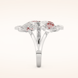 0.58 TCW Round Shaped Moissanite Multiple Flower Style Wedding Band
