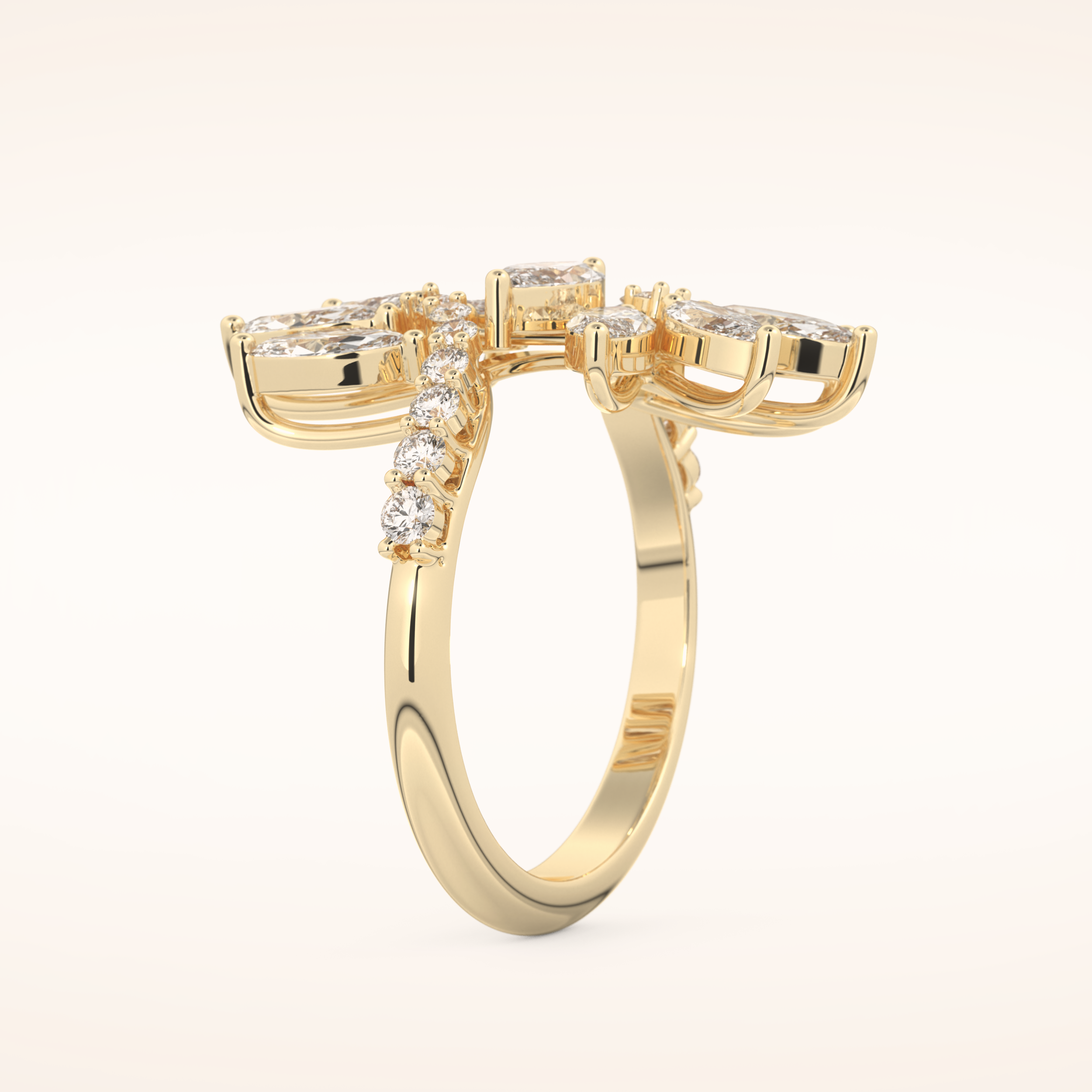1.95 TCW Marquise & Round Shaped Moissanite Swirl Wedding Band
