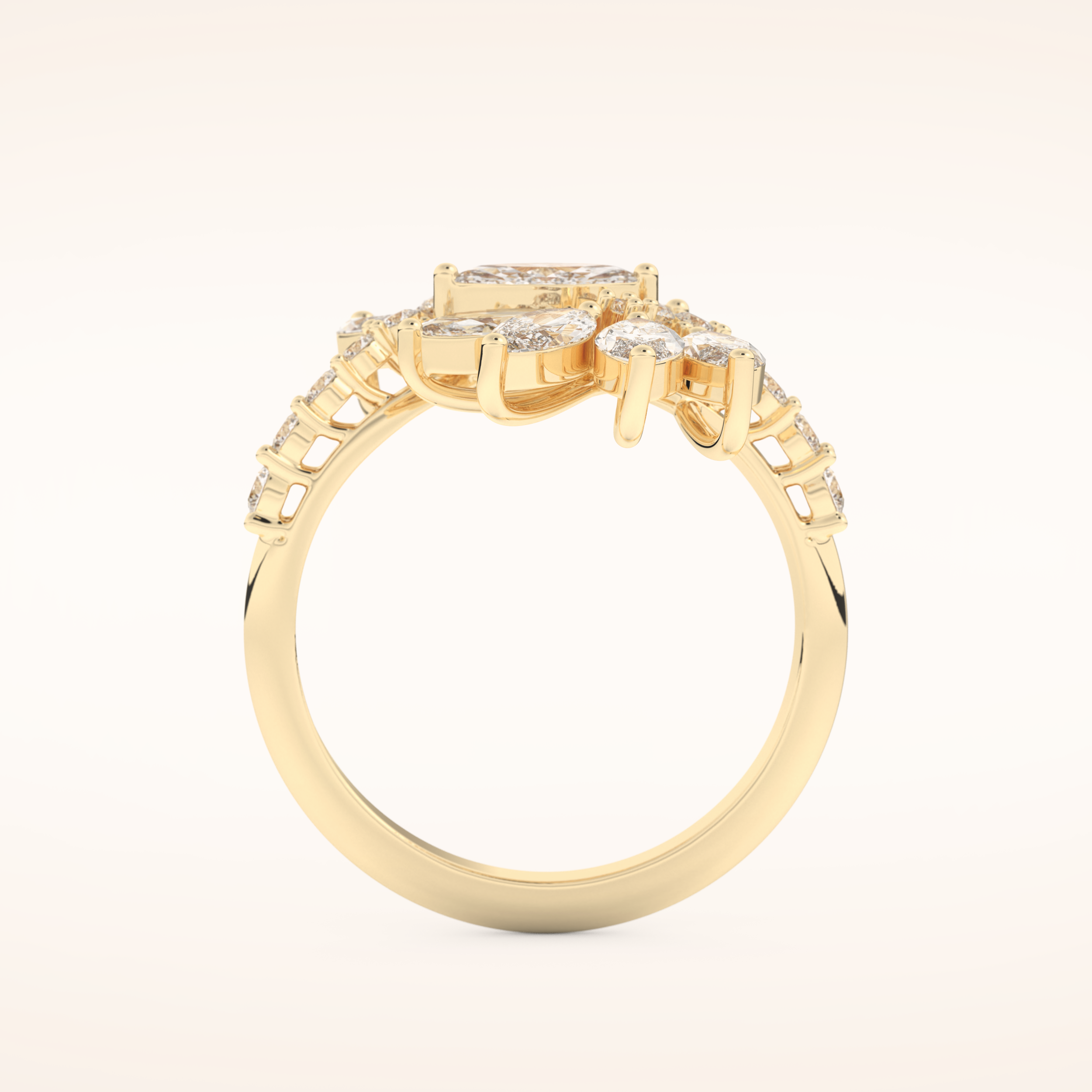 1.95 TCW Marquise & Round Shaped Moissanite Swirl Wedding Band