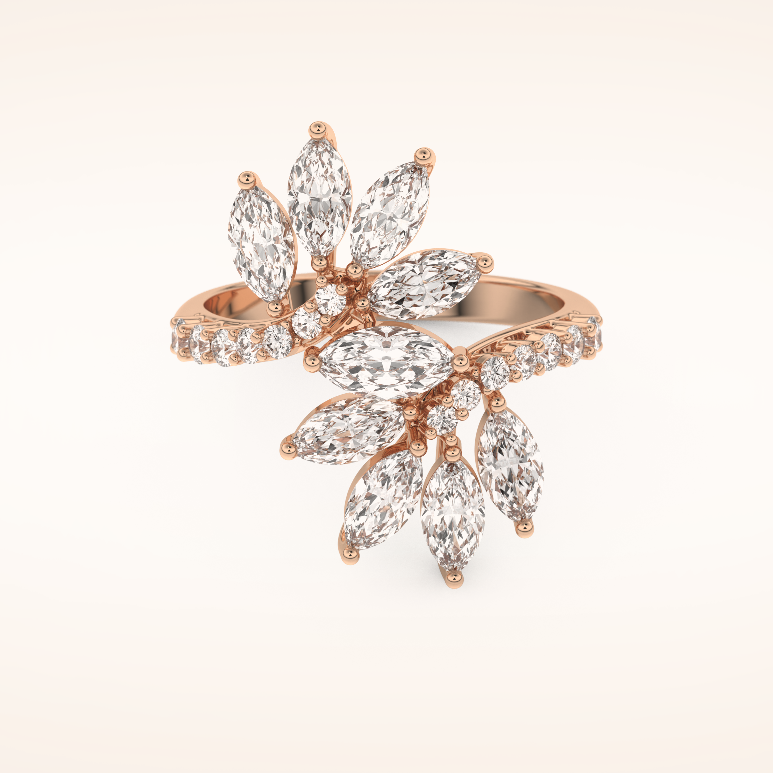 1.95 TCW Marquise & Round Shaped Moissanite Swirl Wedding Band
