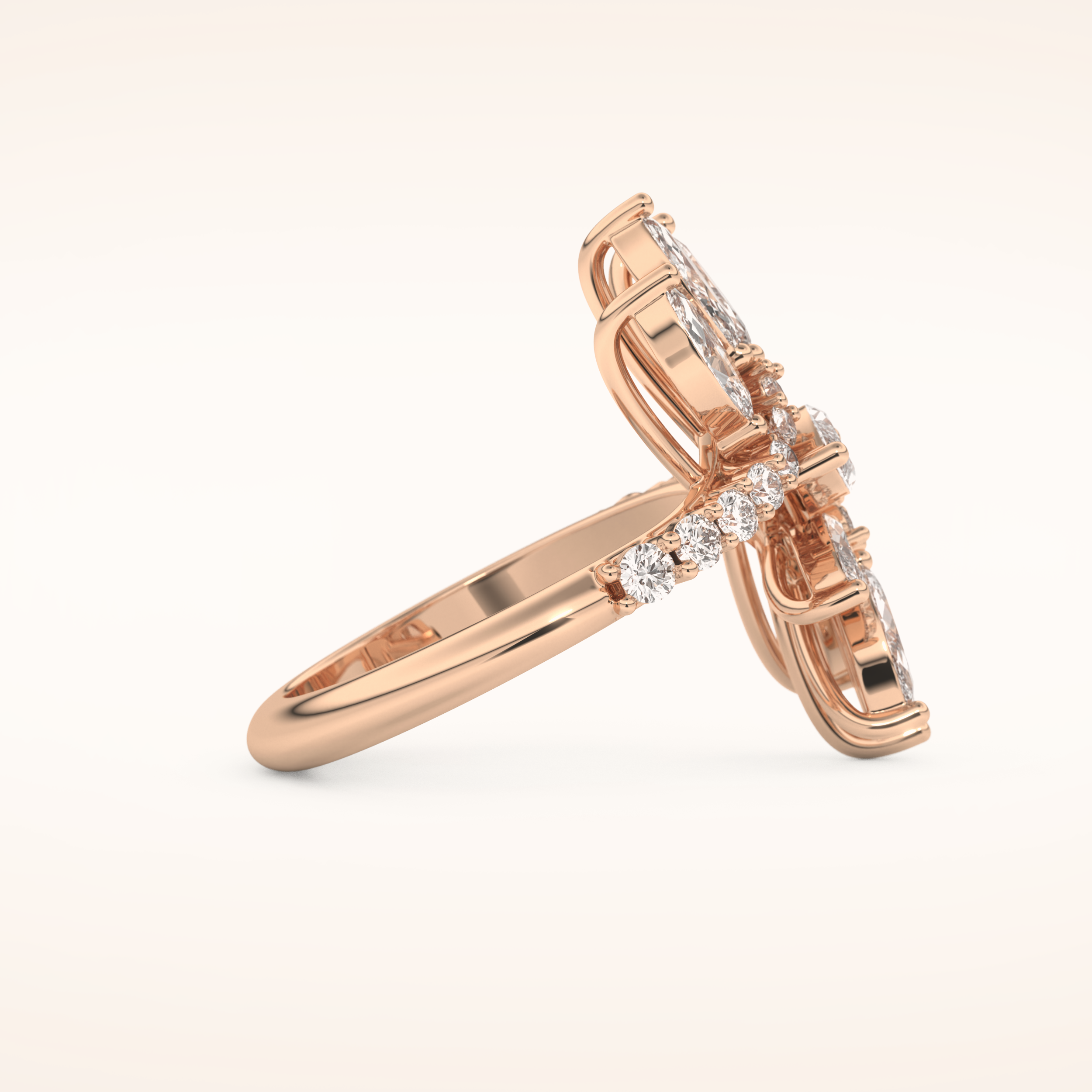 1.95 TCW Marquise & Round Shaped Moissanite Swirl Wedding Band
