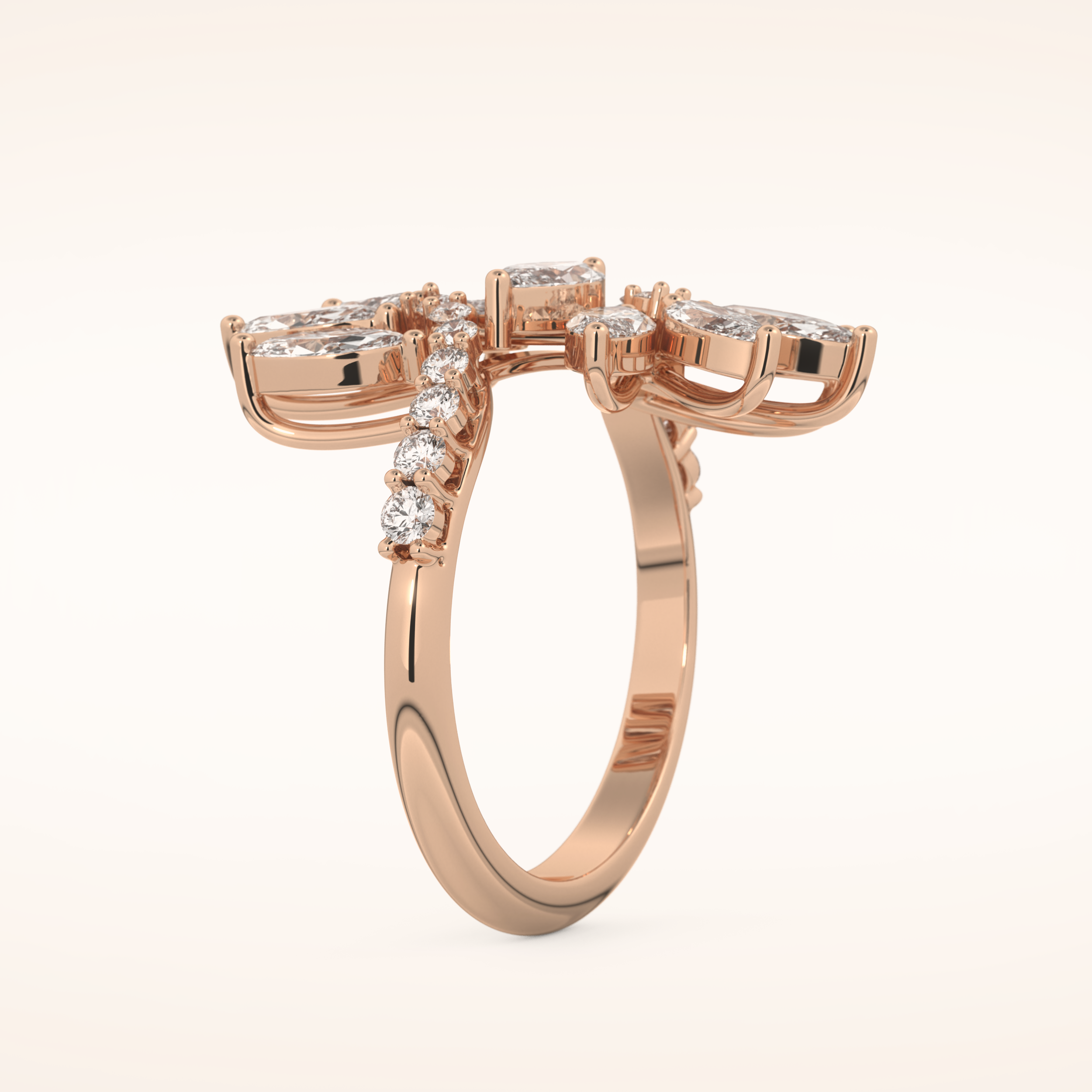 1.95 TCW Marquise & Round Shaped Moissanite Swirl Wedding Band