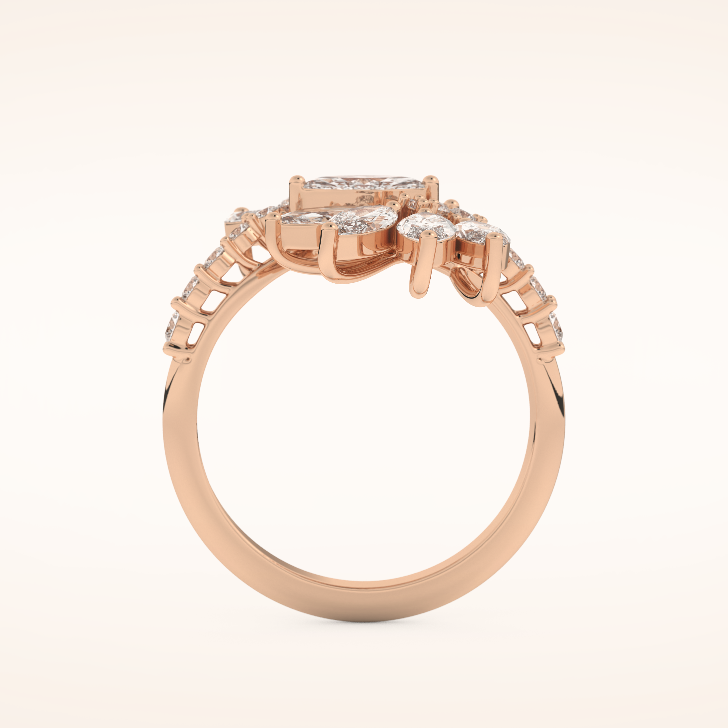 1.95 TCW Marquise & Round Shaped Moissanite Swirl Wedding Band