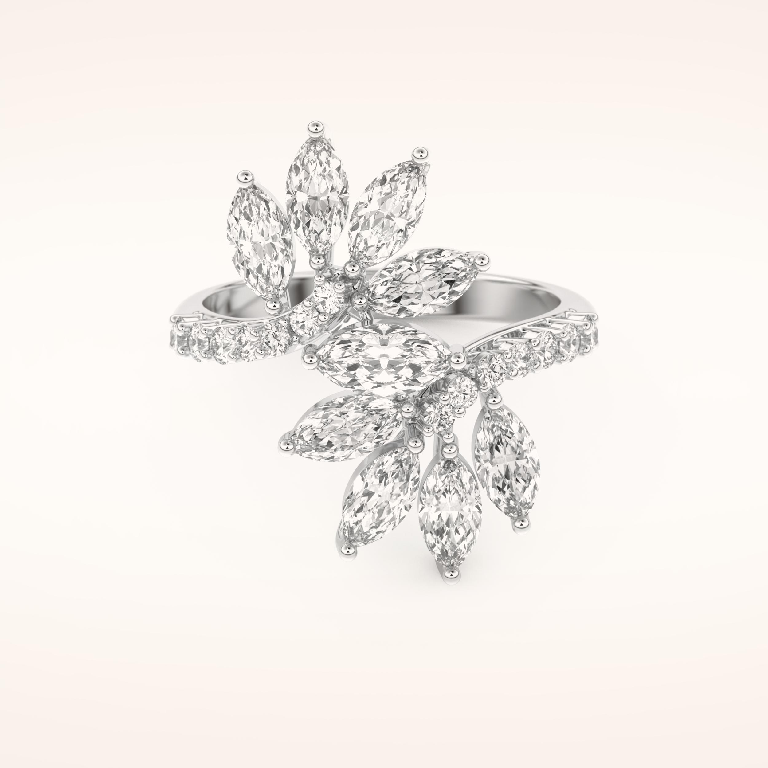 1.95 TCW Marquise & Round Shaped Moissanite Swirl Wedding Band