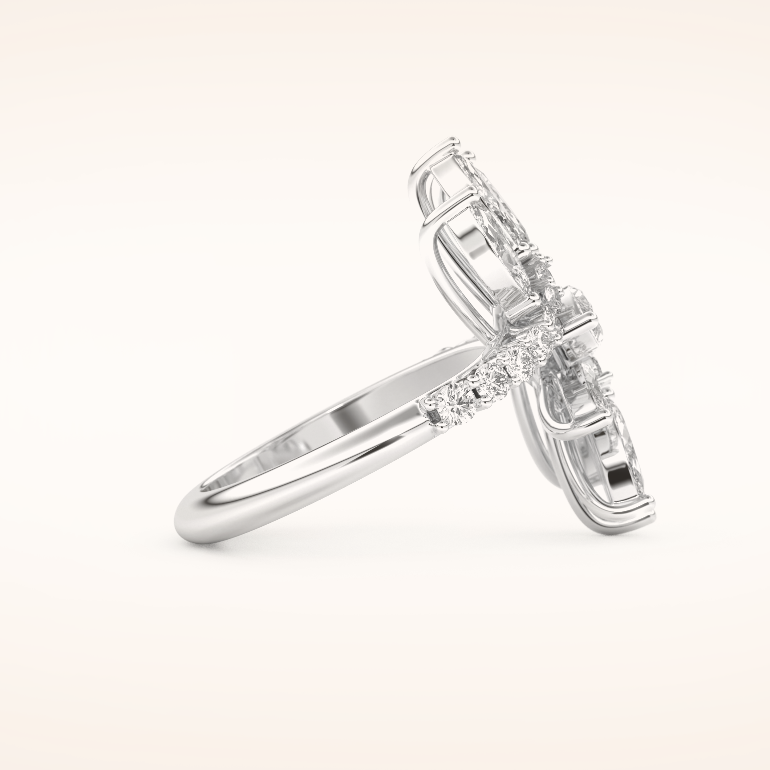 1.95 TCW Marquise & Round Shaped Moissanite Swirl Wedding Band