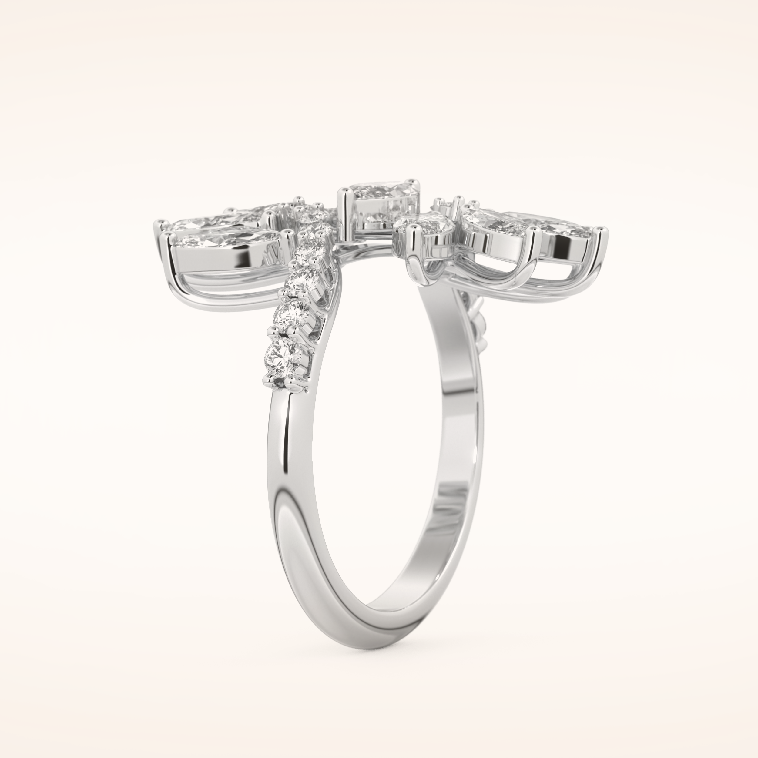 1.95 TCW Marquise & Round Shaped Moissanite Swirl Wedding Band