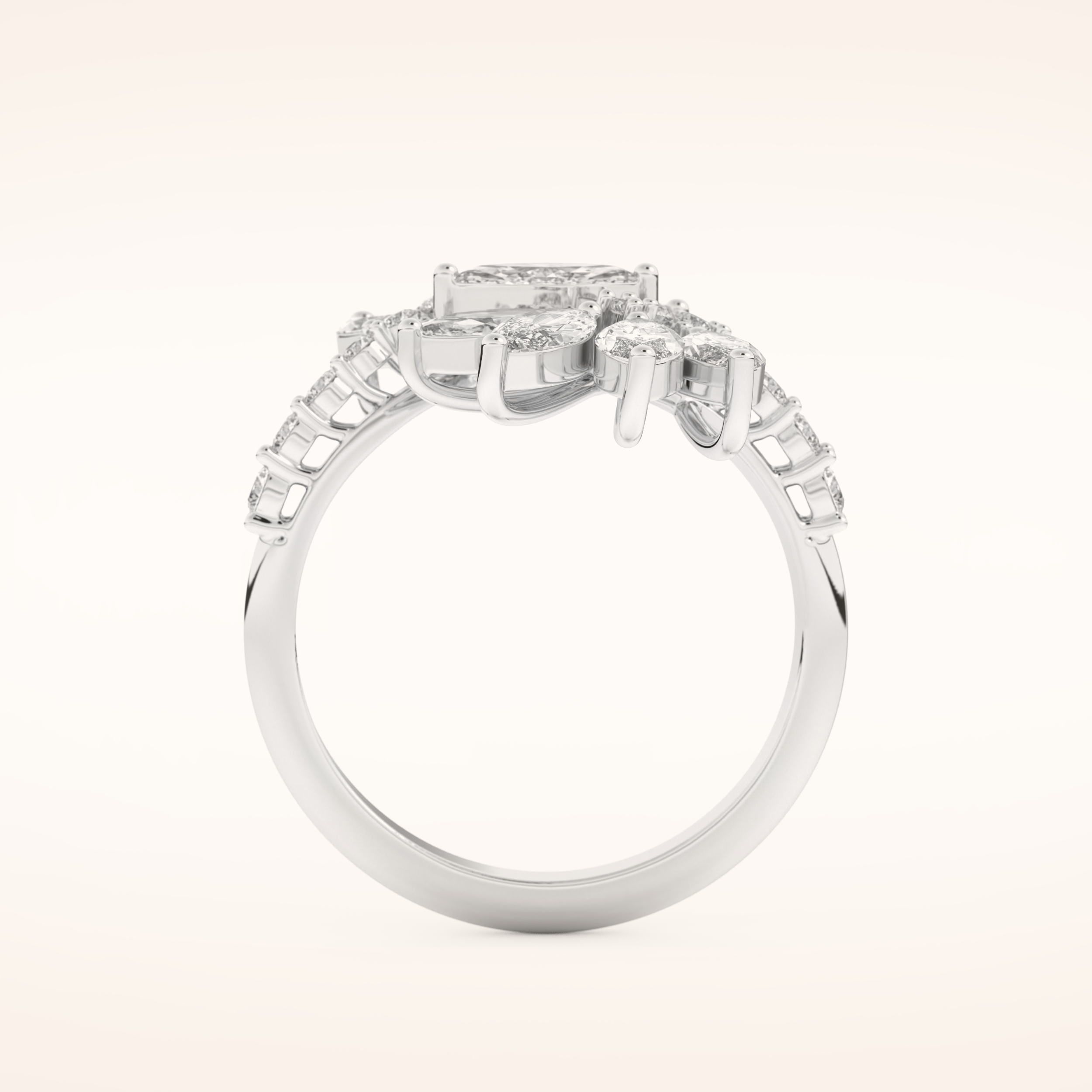 1.95 TCW Marquise & Round Shaped Moissanite Swirl Wedding Band