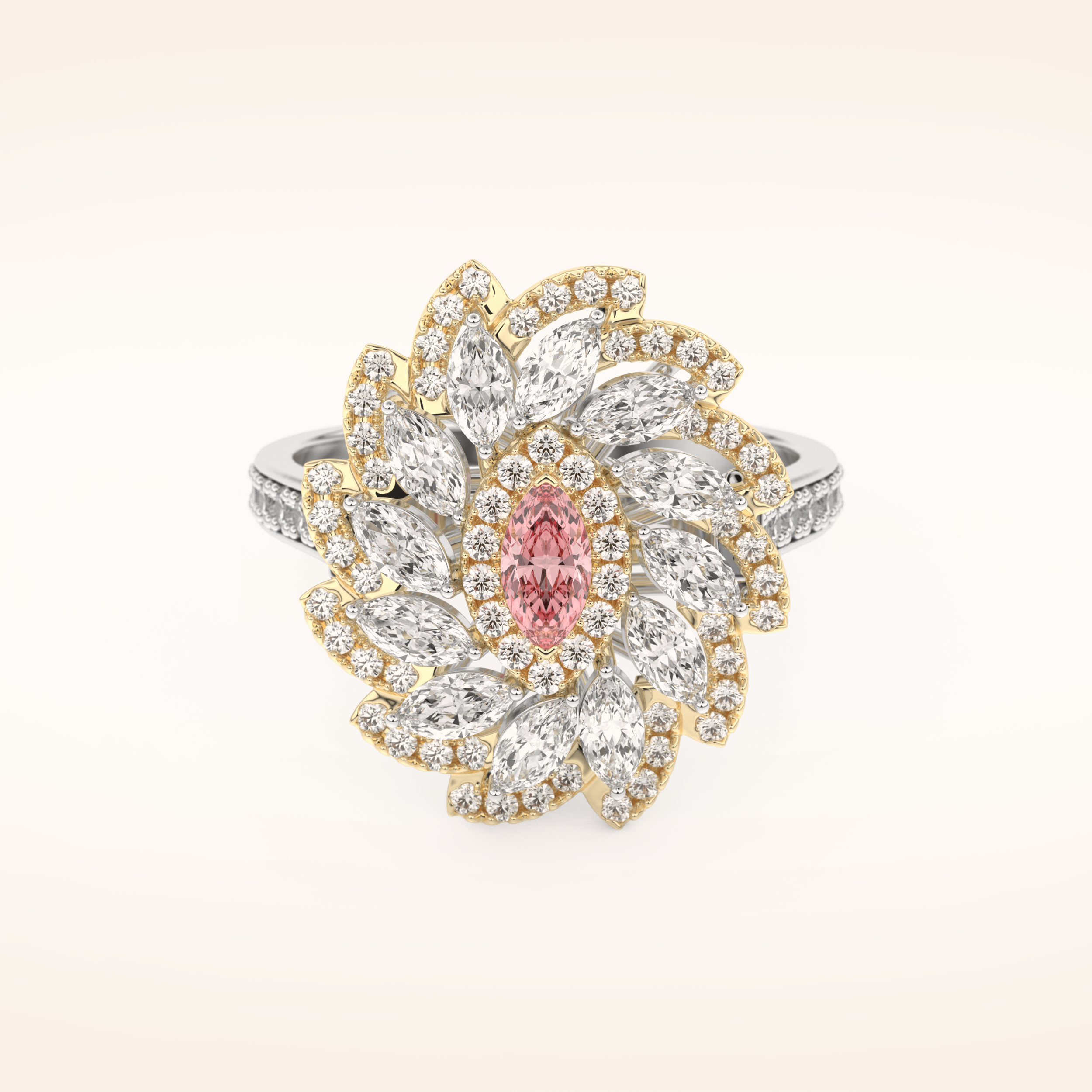 0.18 CT Marquise Shaped Cluster Moissanite Engagement Ring