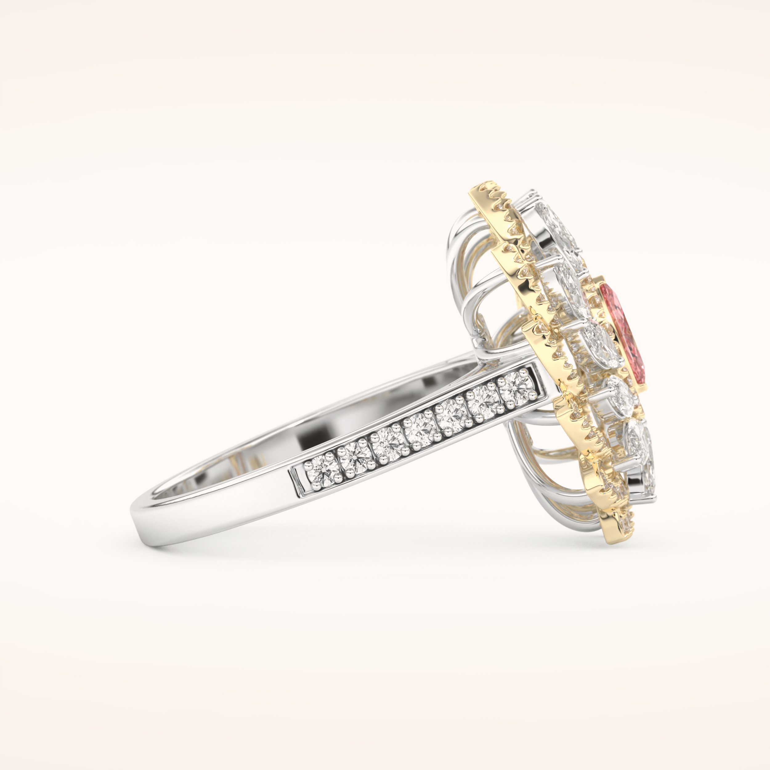 0.18 CT Marquise Shaped Cluster Moissanite Engagement Ring