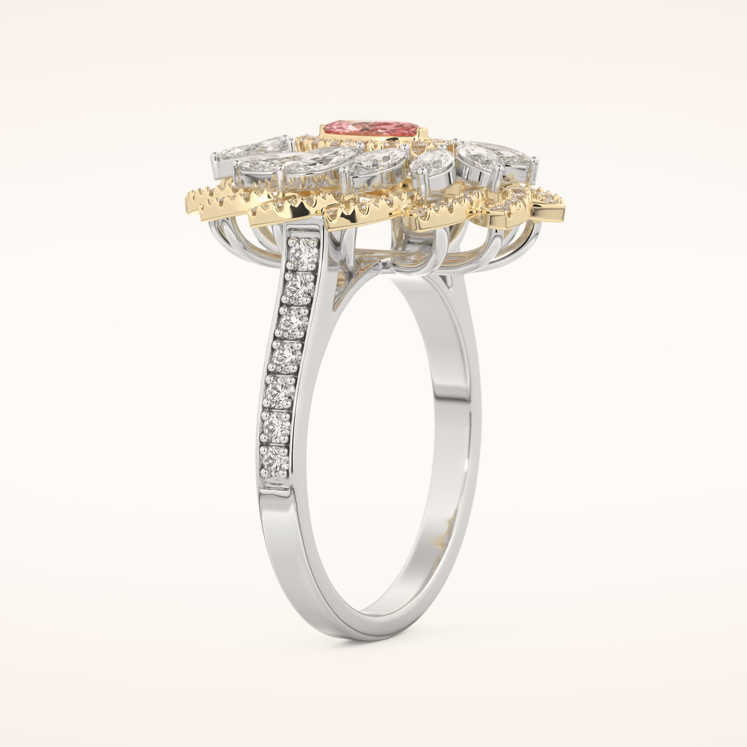 0.18 CT Marquise Shaped Cluster Moissanite Engagement Ring