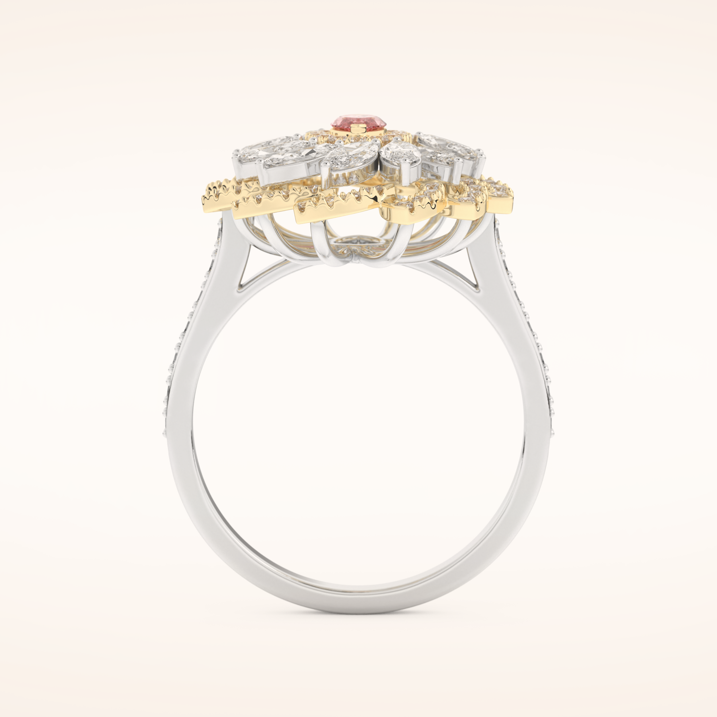 0.18 CT Marquise Shaped Cluster Moissanite Engagement Ring