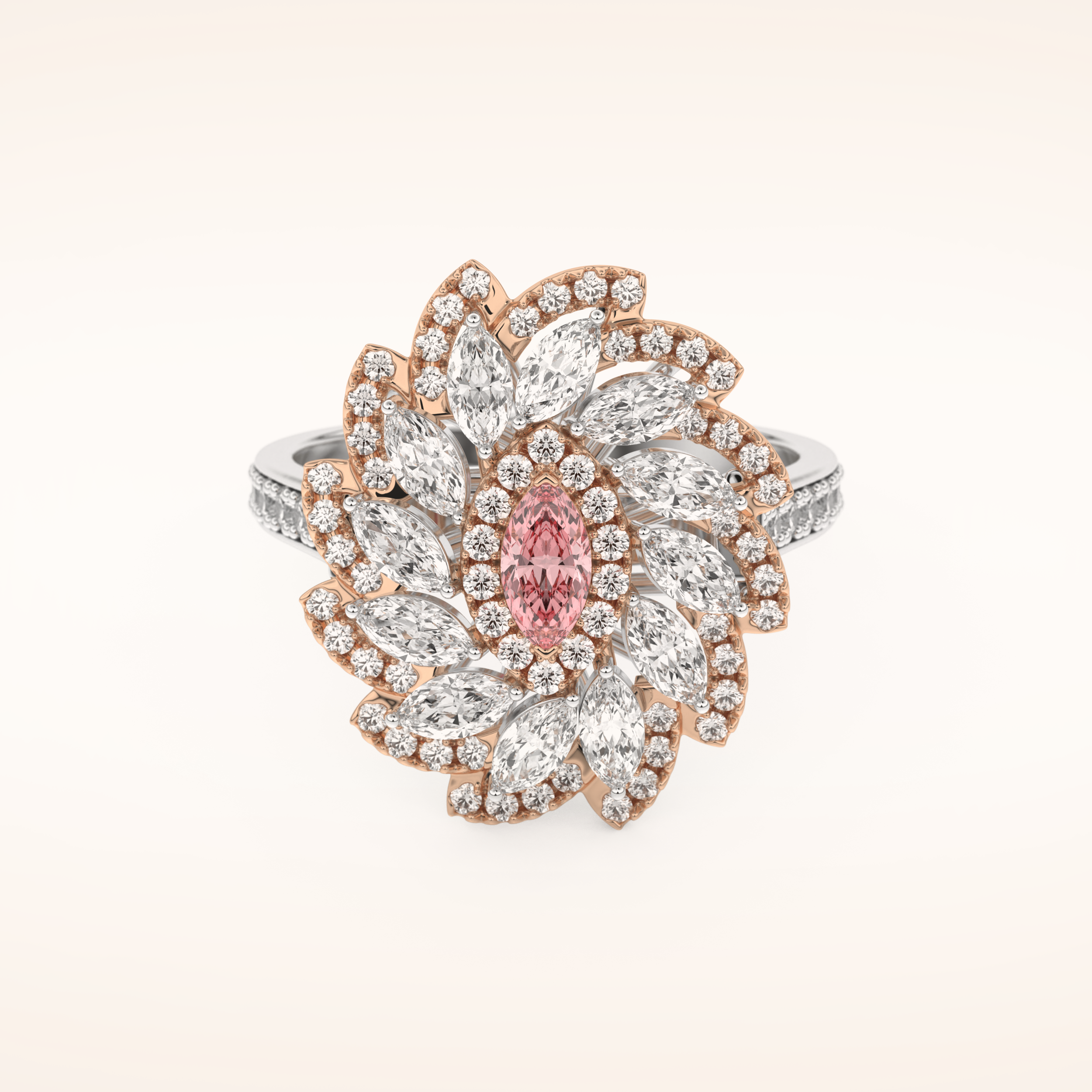 0.18 CT Marquise Shaped Cluster Moissanite Engagement Ring