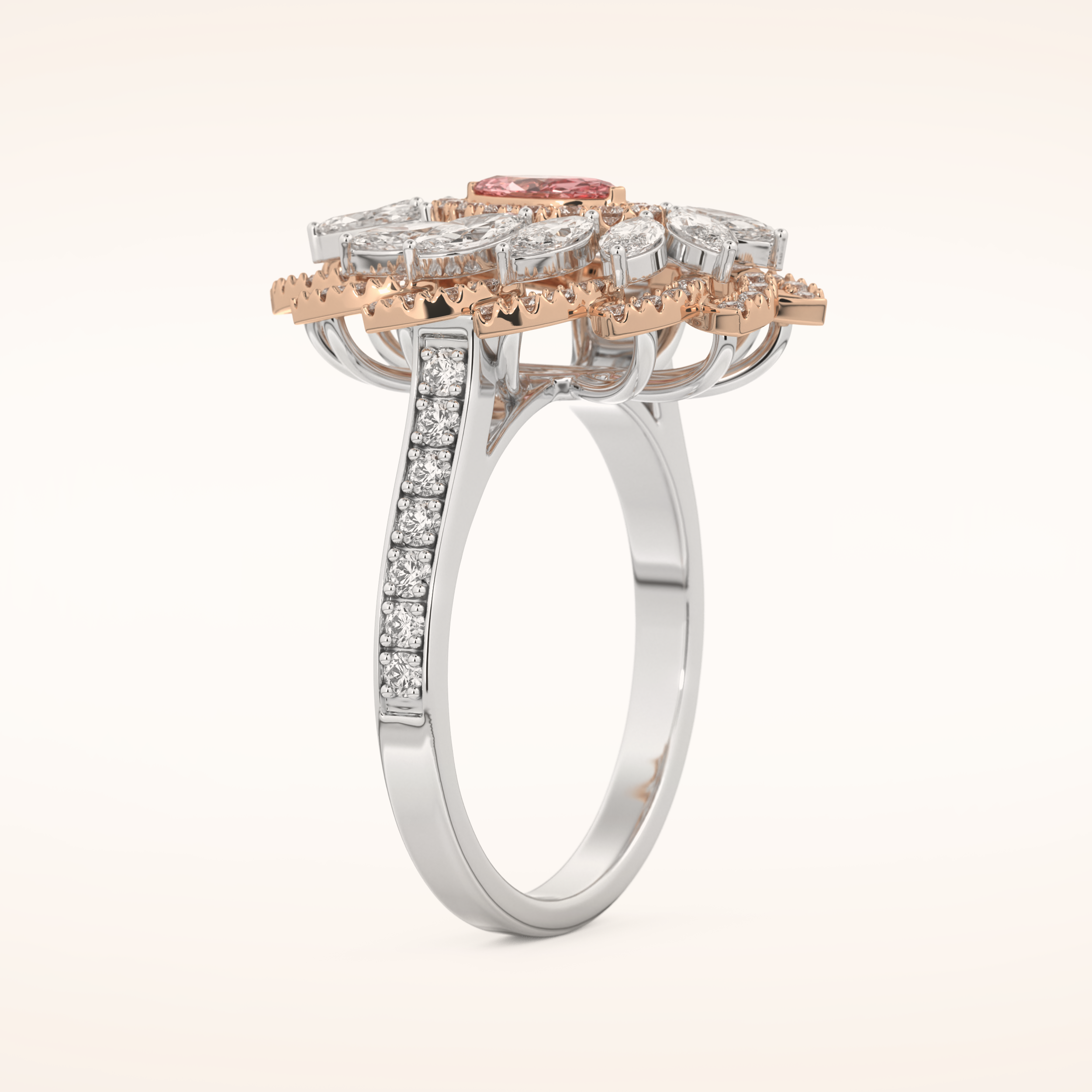 0.18 CT Marquise Shaped Cluster Moissanite Engagement Ring