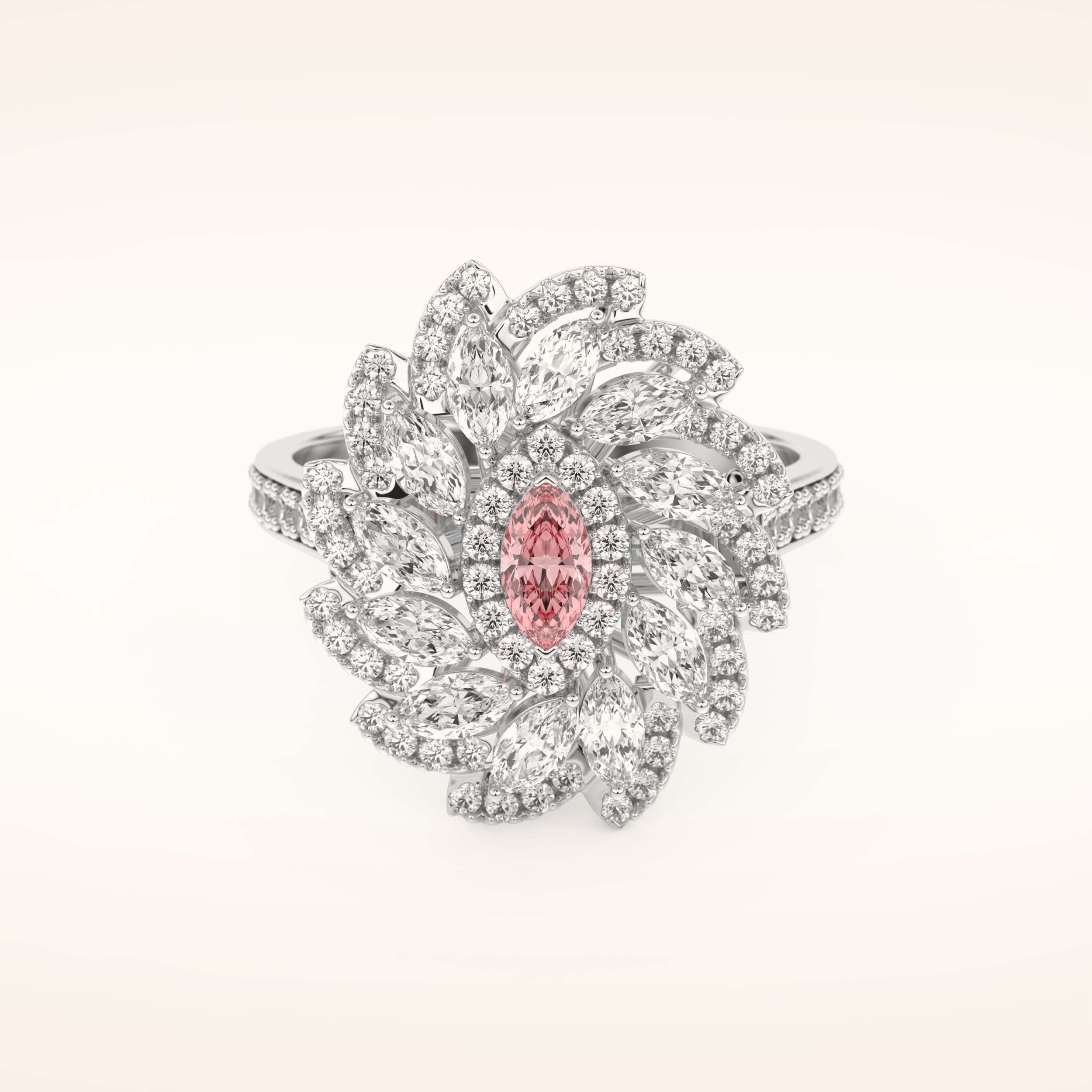 0.18 CT Marquise Shaped Cluster Moissanite Engagement Ring