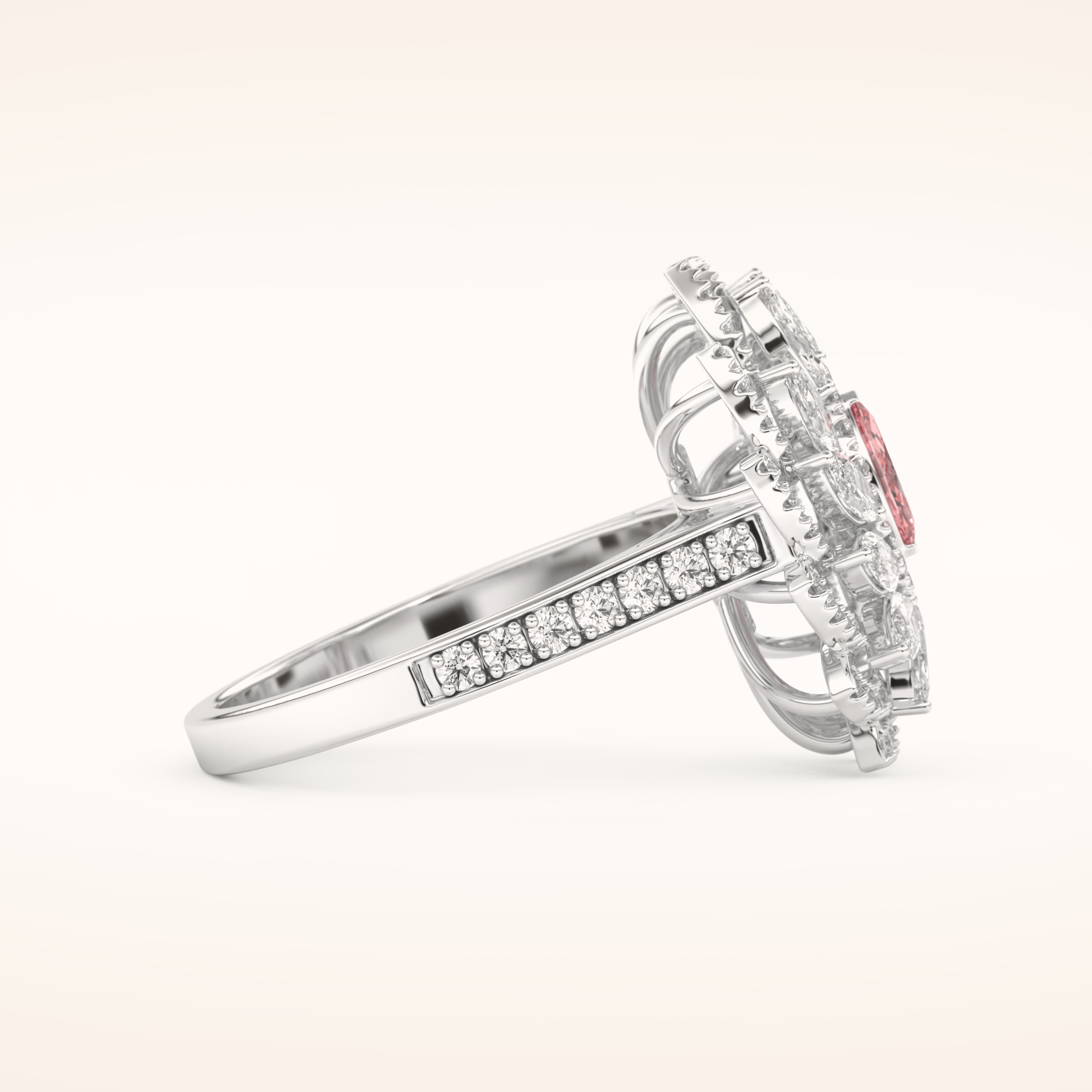 0.18 CT Marquise Shaped Cluster Moissanite Engagement Ring