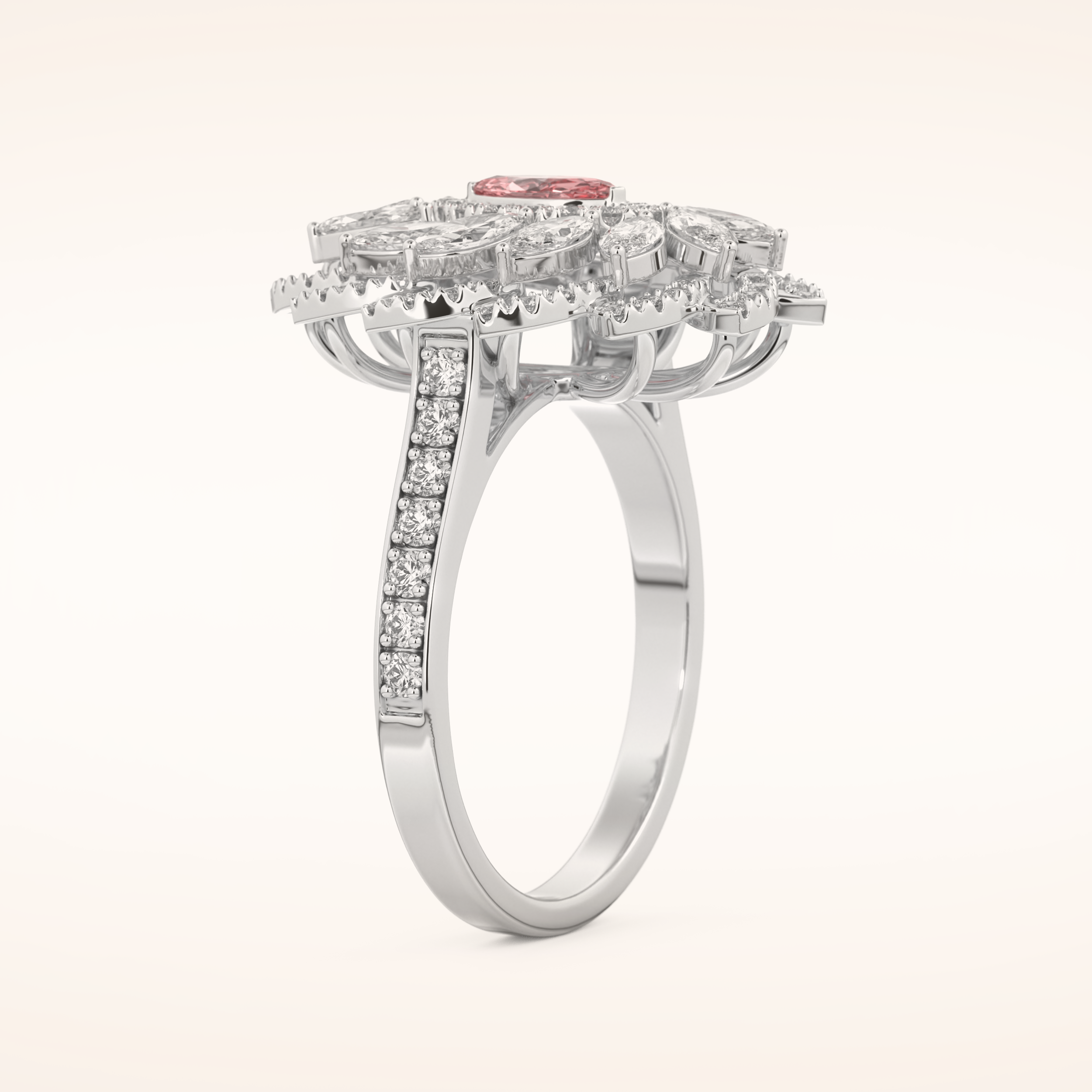 0.18 CT Marquise Shaped Cluster Moissanite Engagement Ring