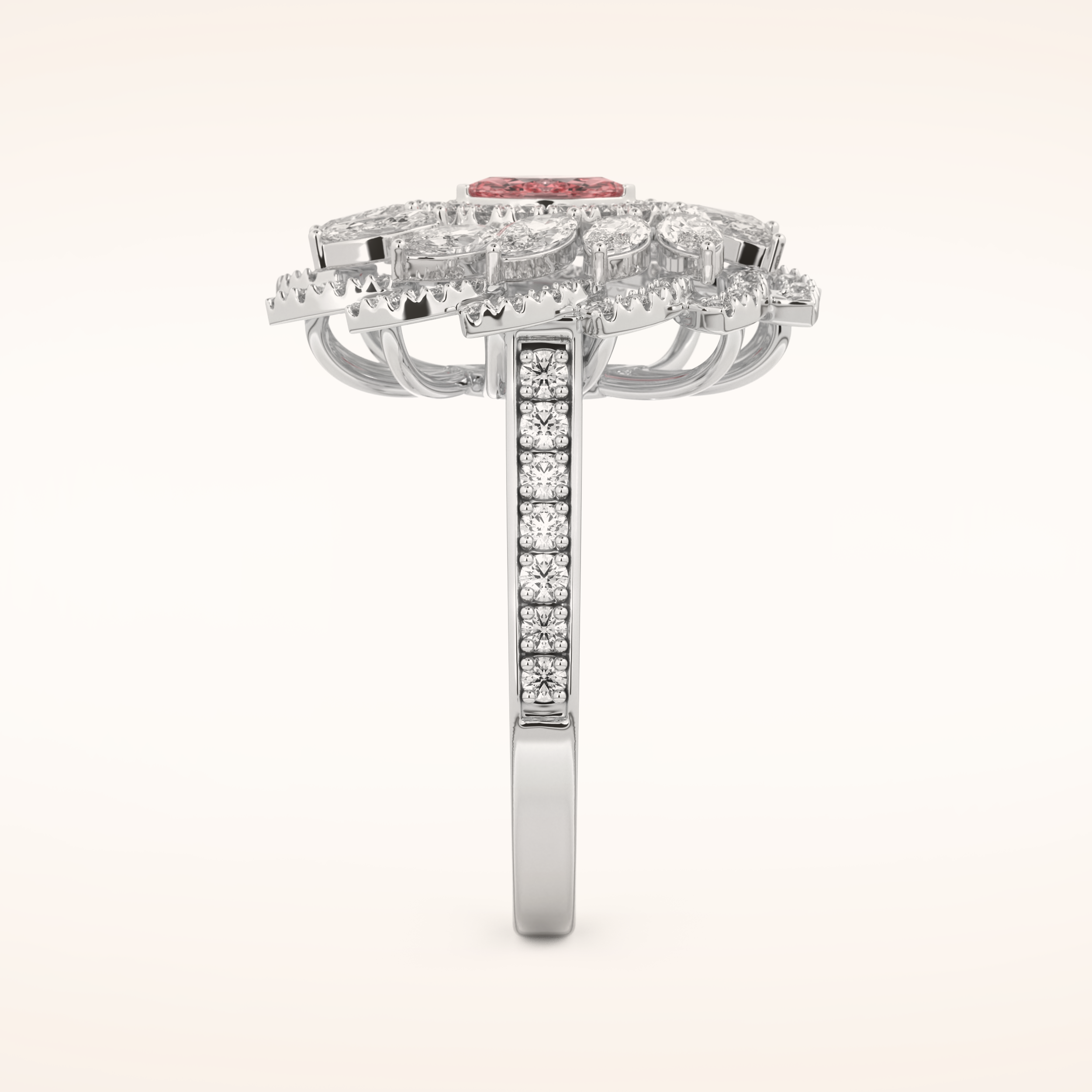 0.18 CT Marquise Shaped Cluster Moissanite Engagement Ring