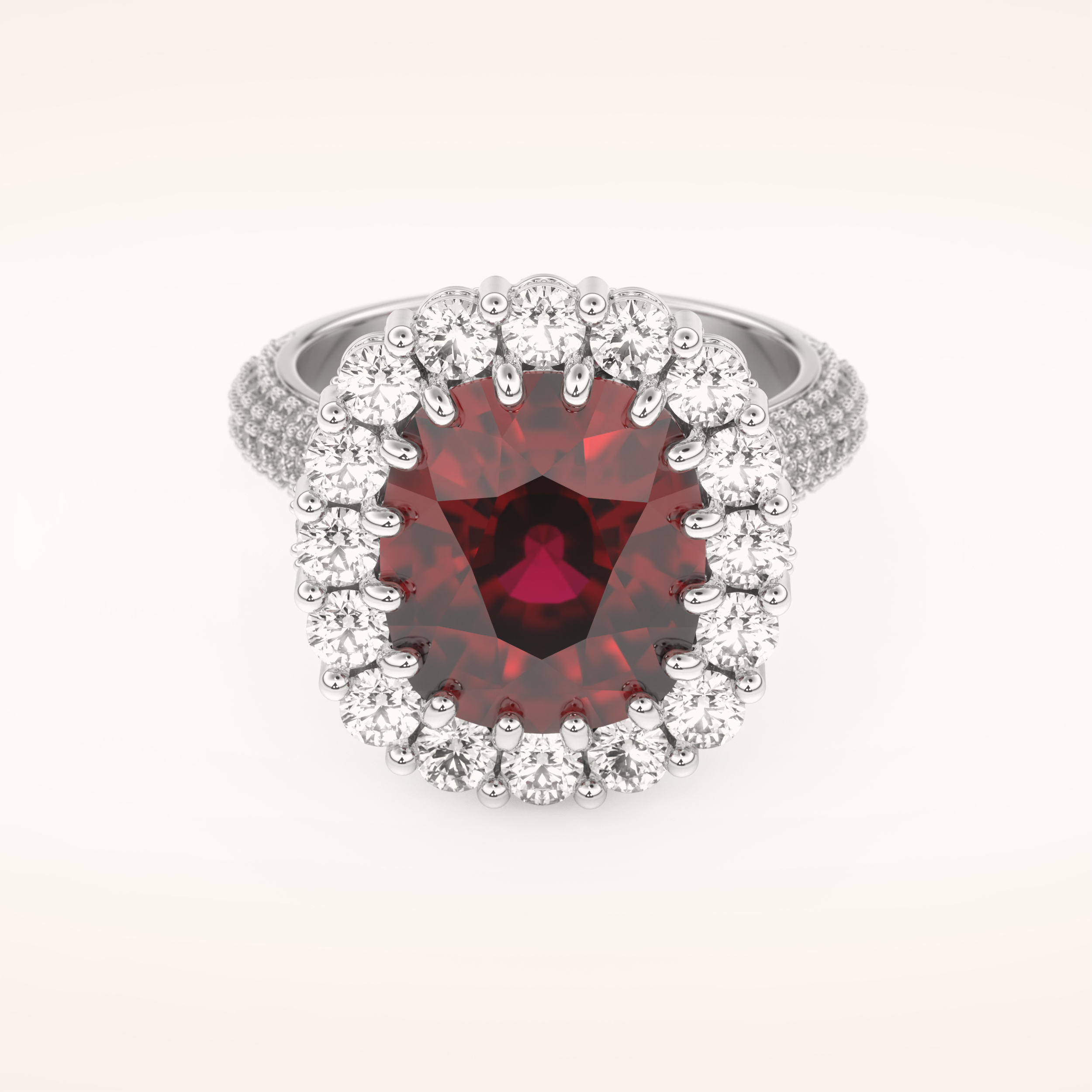 8.21 CT Cushion Shaped Cluster Moissanite Engagement Ring
