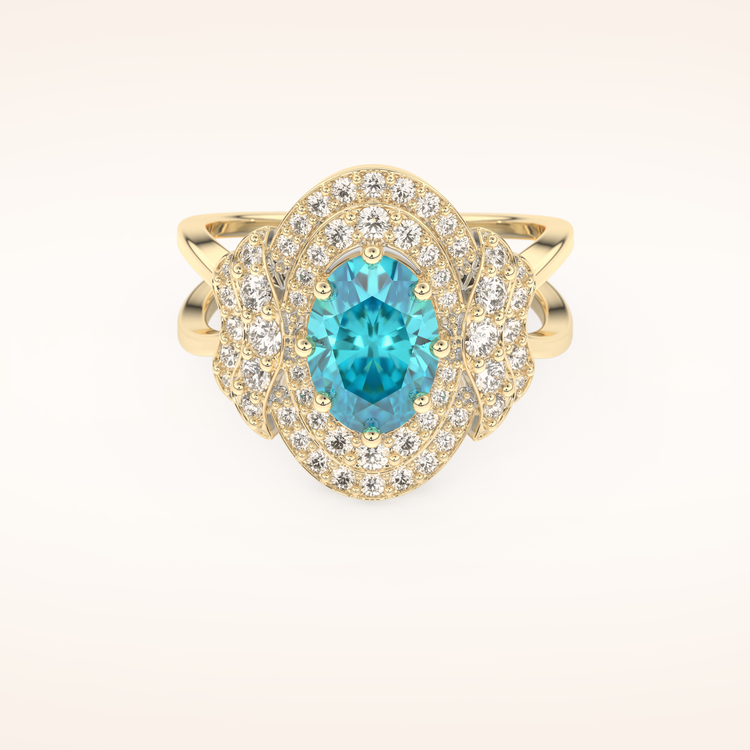 1.43 CT Oval Shaped Cluster & Split Shank Moissanite Engagement Ring