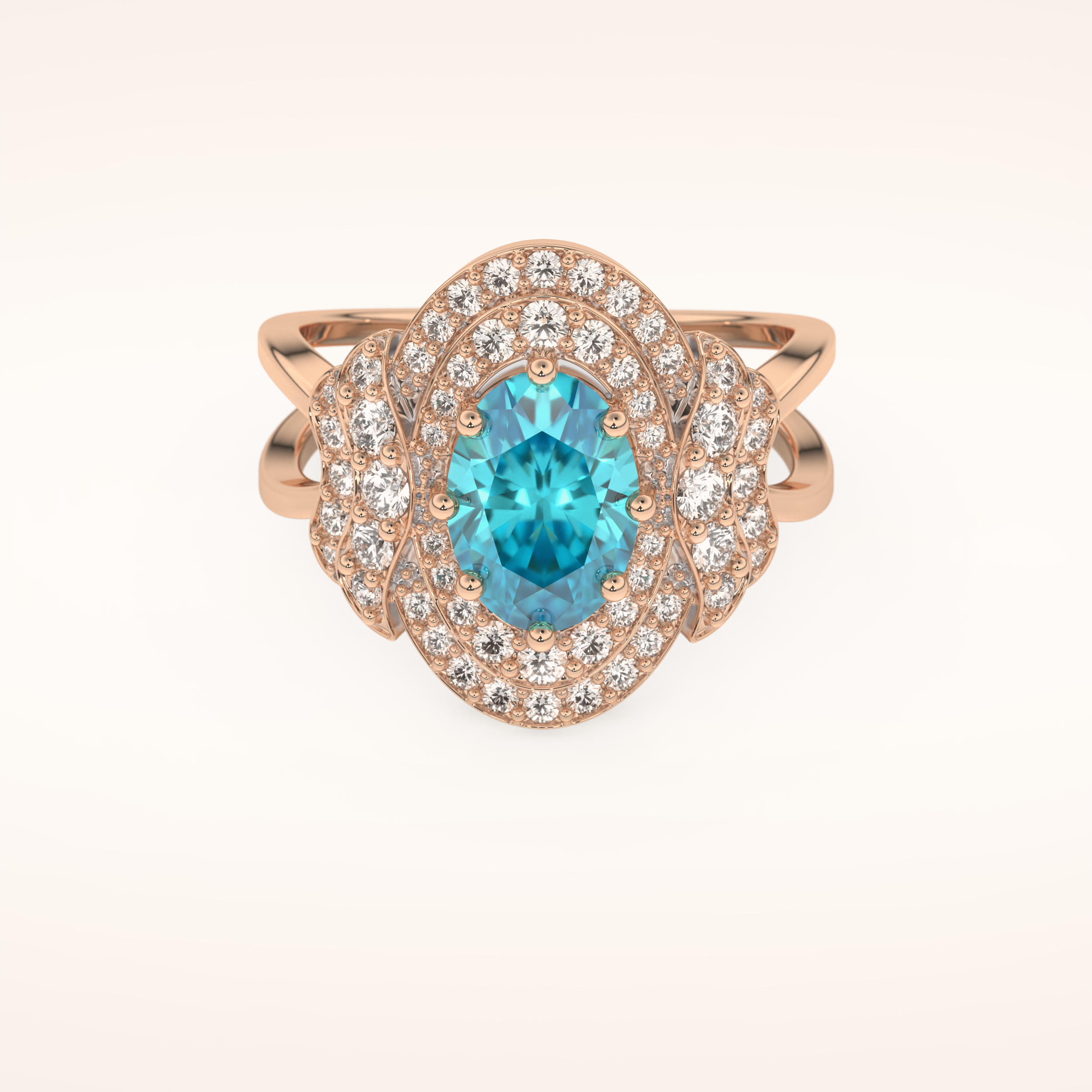 1.43 CT Oval Shaped Cluster & Split Shank Moissanite Engagement Ring