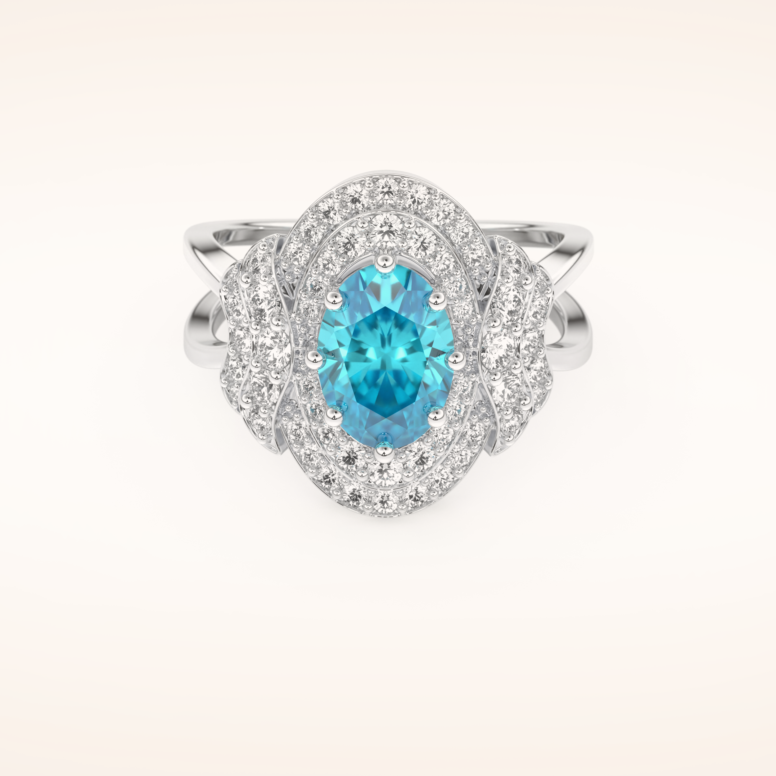1.43 CT Oval Shaped Cluster & Split Shank Moissanite Engagement Ring