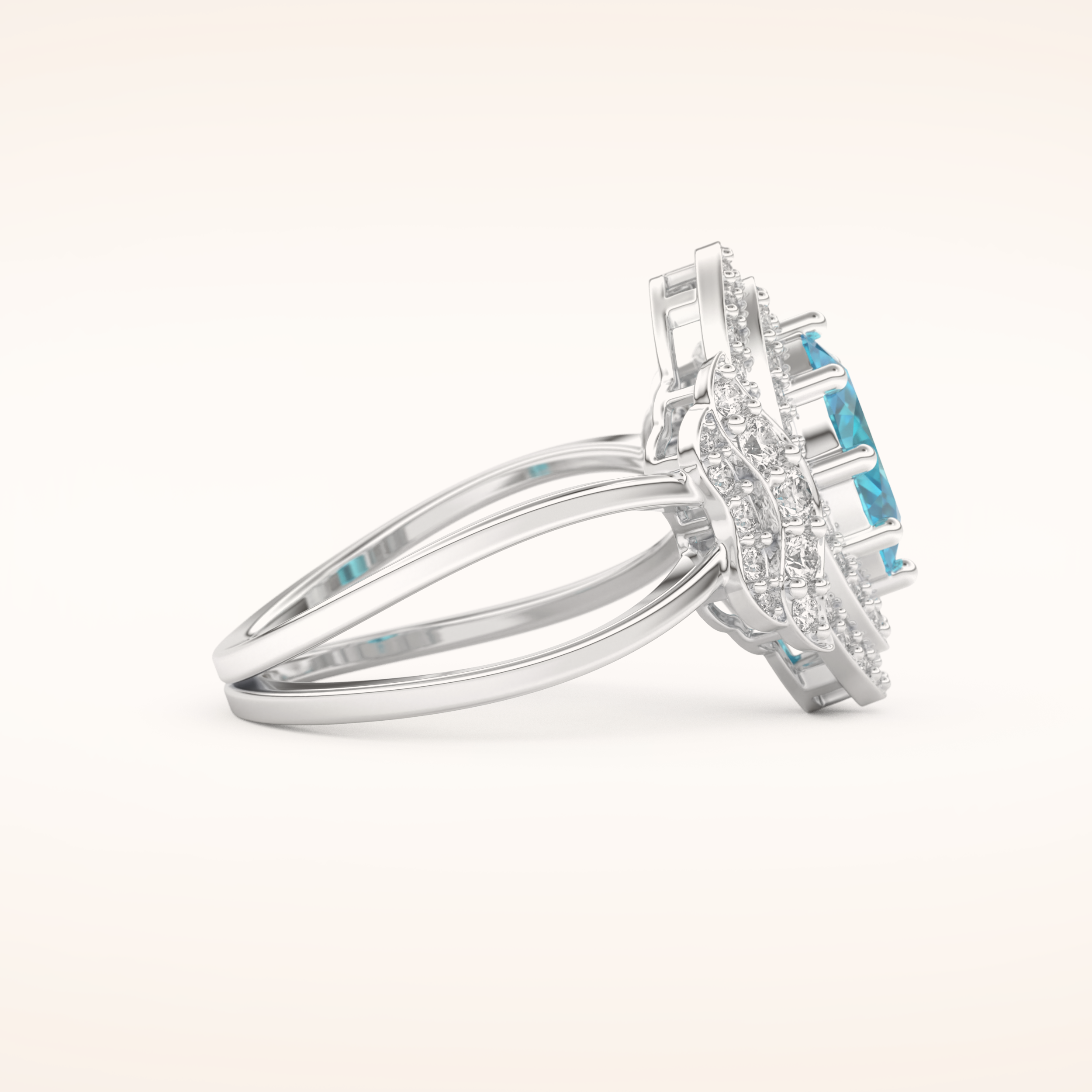 1.43 CT Oval Shaped Cluster & Split Shank Moissanite Engagement Ring